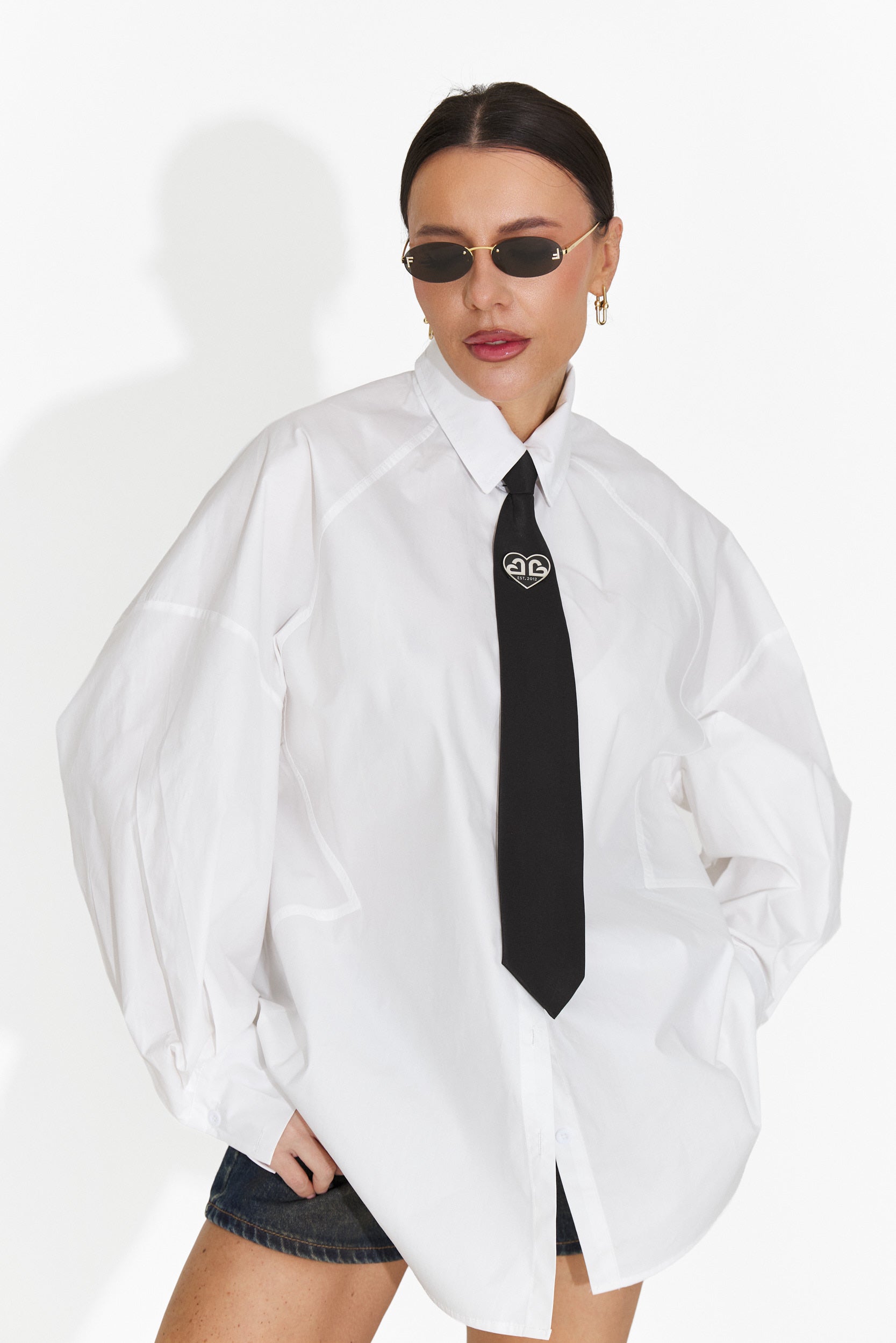 Elegant women's tie in silver and black Enania Bogas