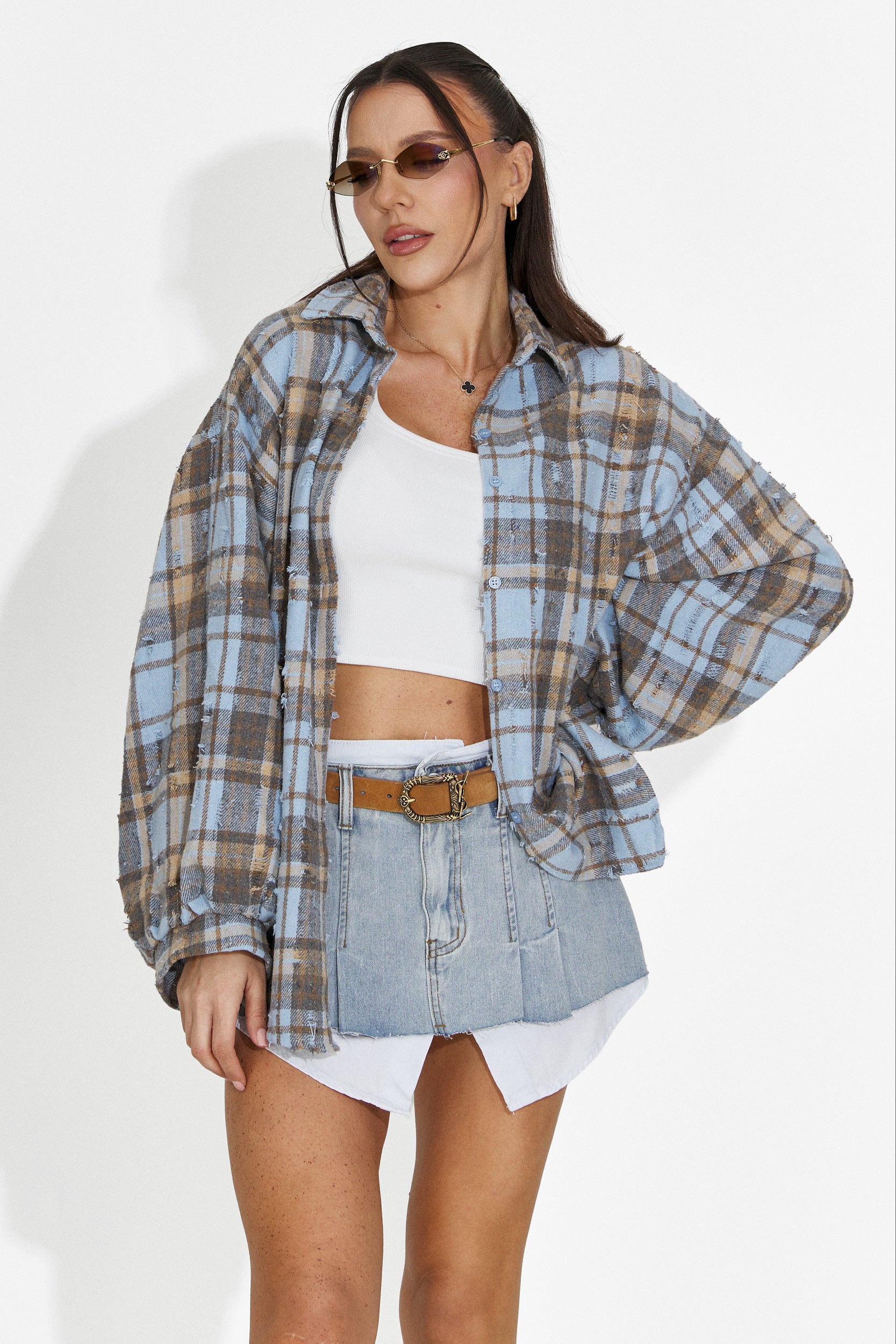 Avslappnad blå kjol för kvinnor av Iustina Bogas