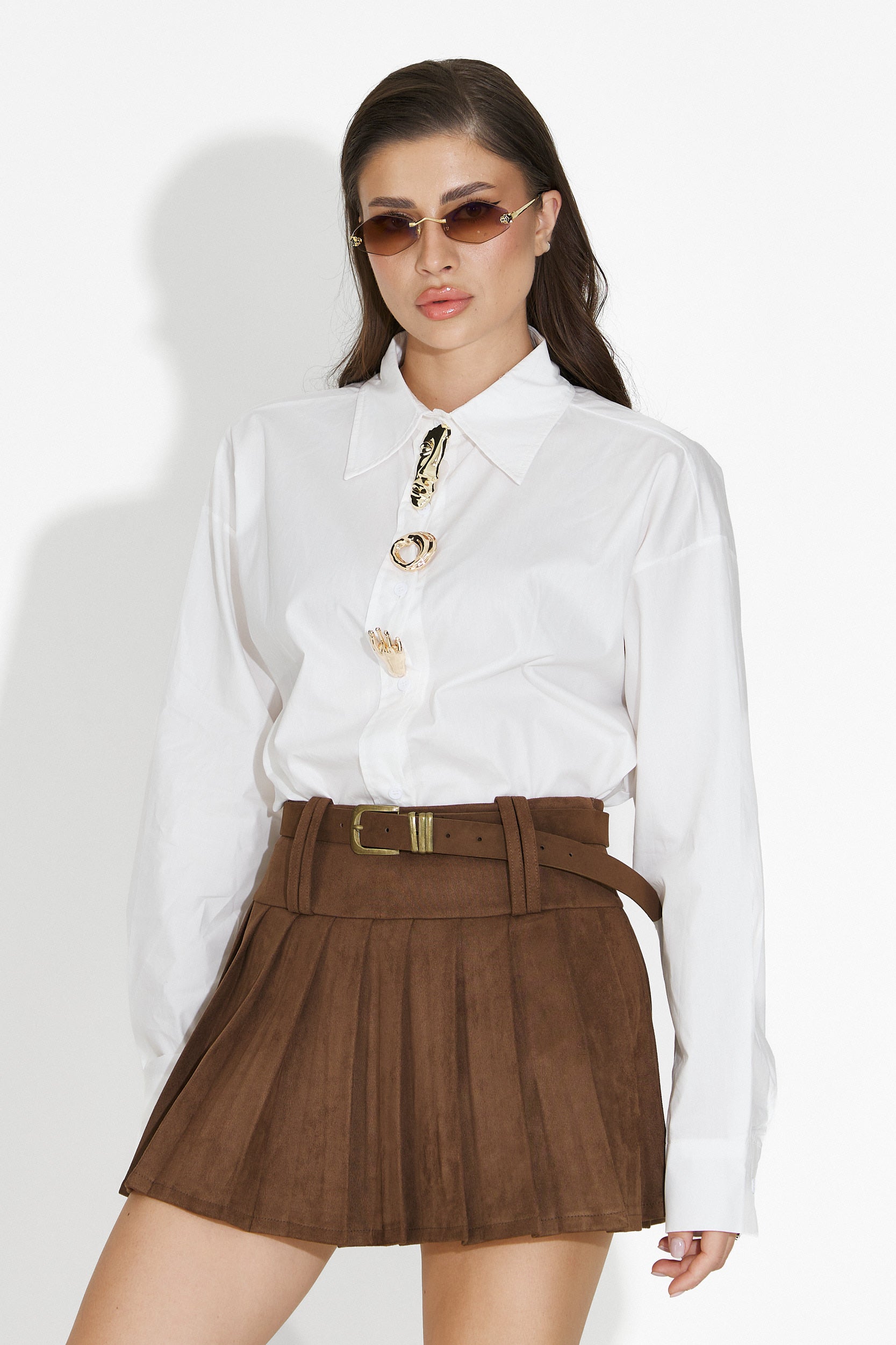 Mavira Bogas Casual Brown Skirt for Women