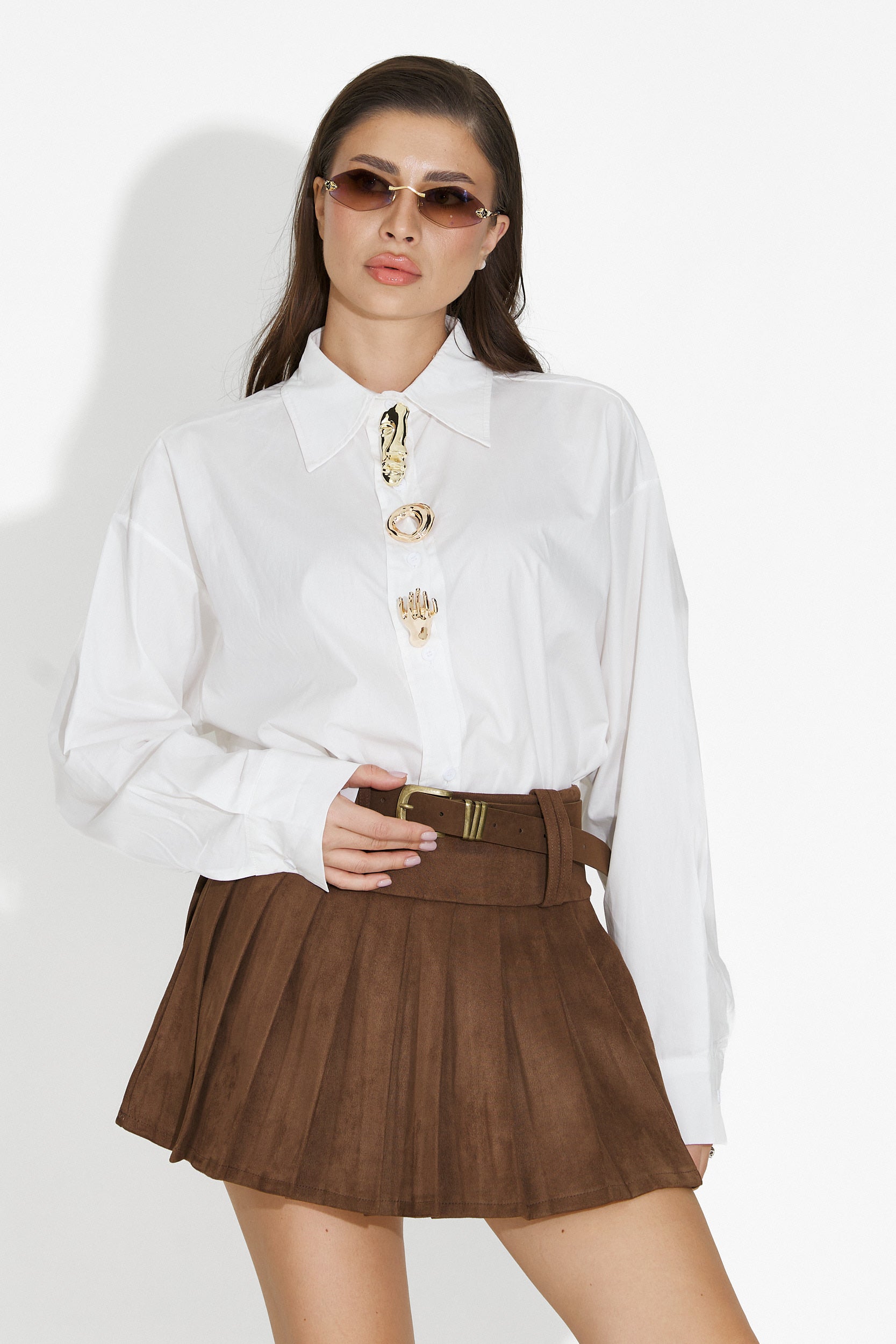 Mavira Bogas Casual Brown Skirt for Women
