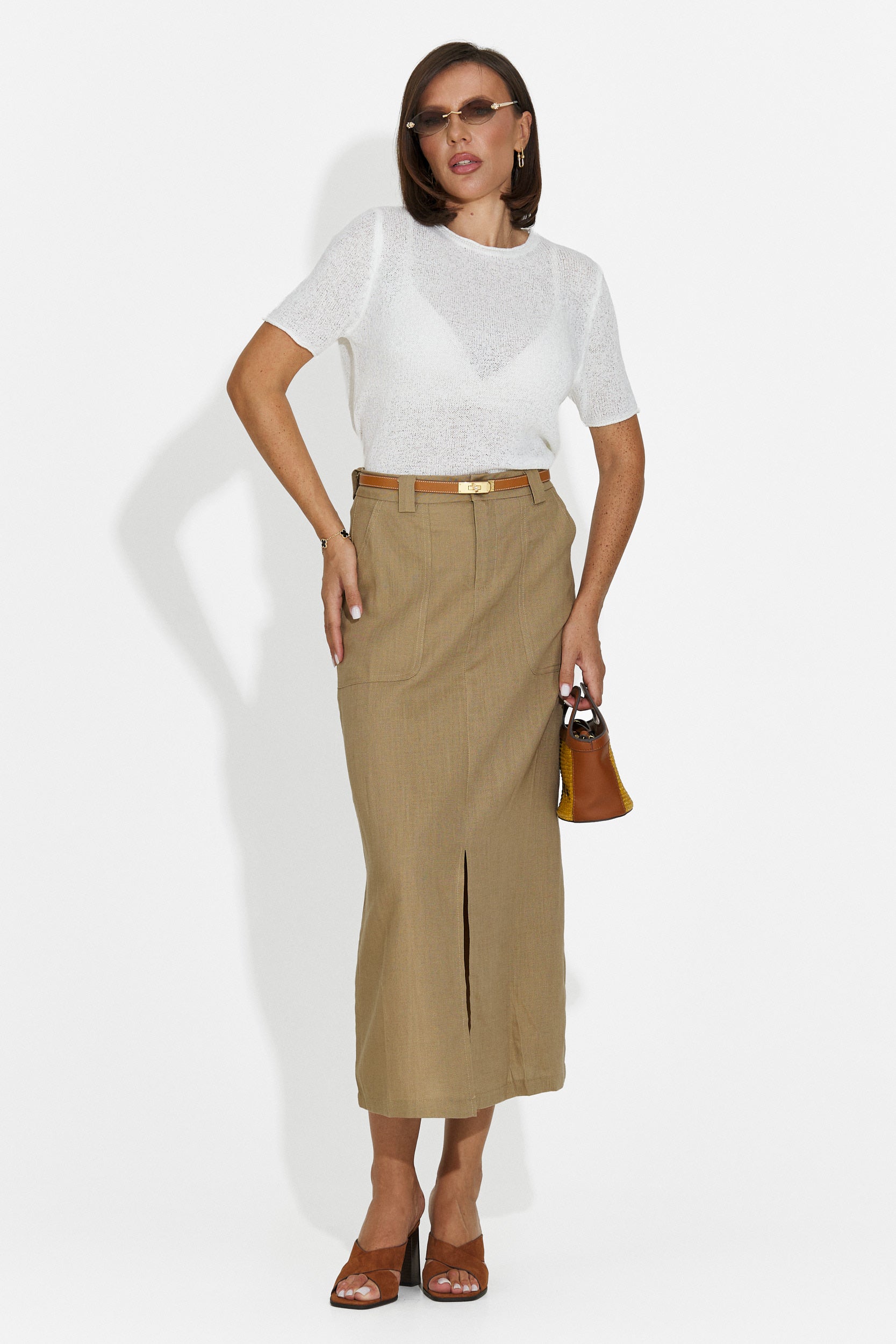 Casual brown women's skirt Olinpia Bogas
