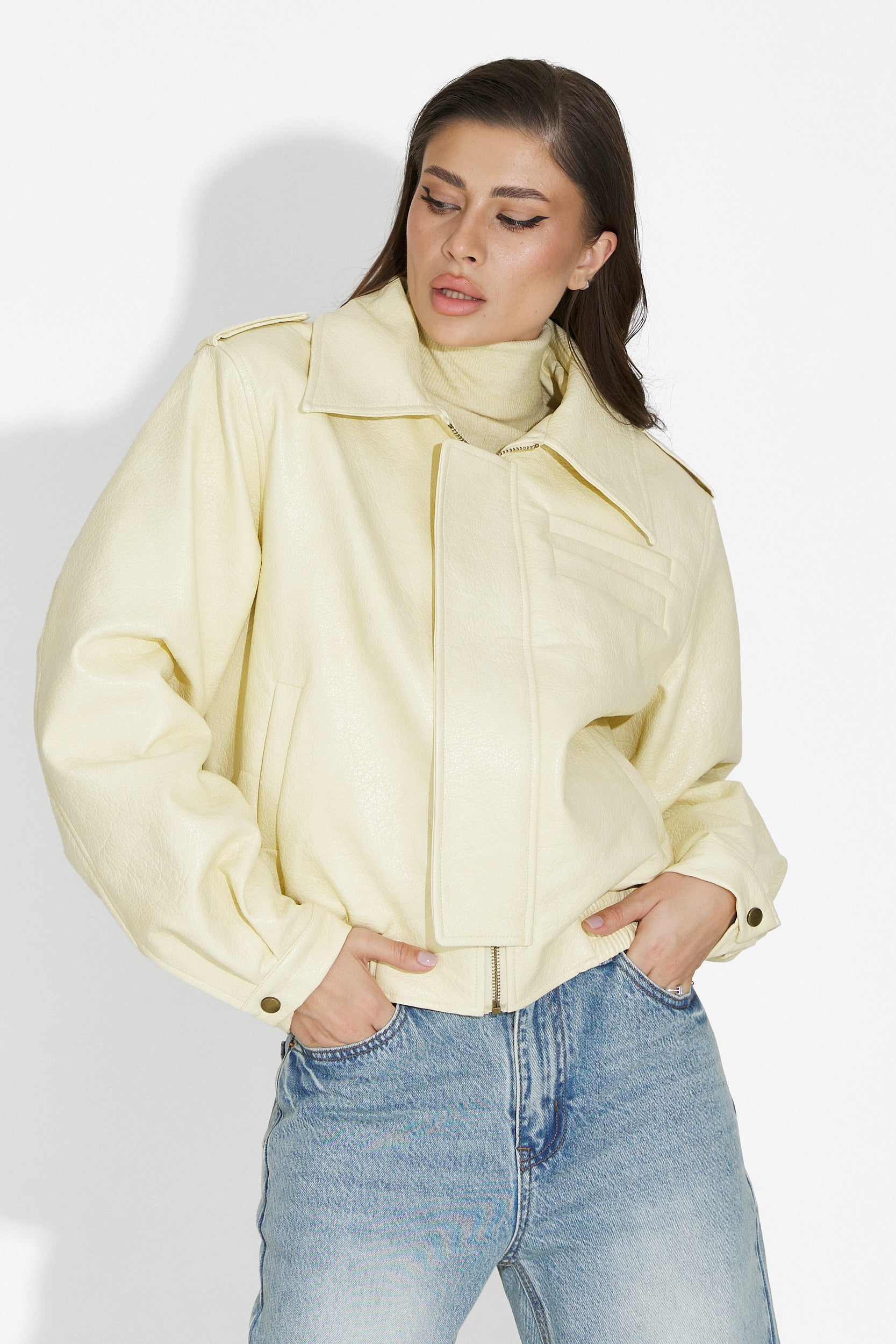 Γυναικείο casual κίτρινο μπουφάν Lionia Bogas