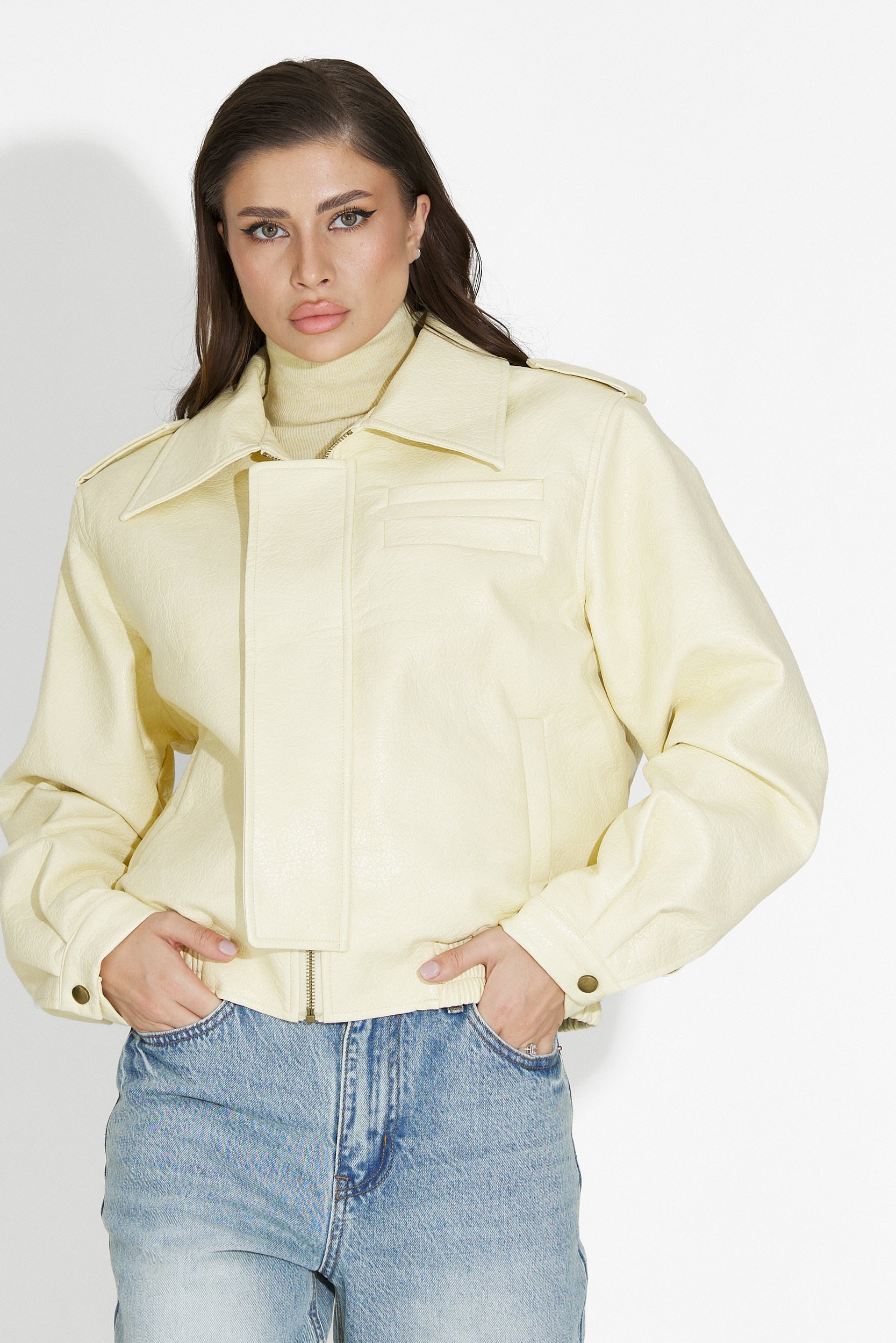 Γυναικείο casual κίτρινο μπουφάν Lionia Bogas