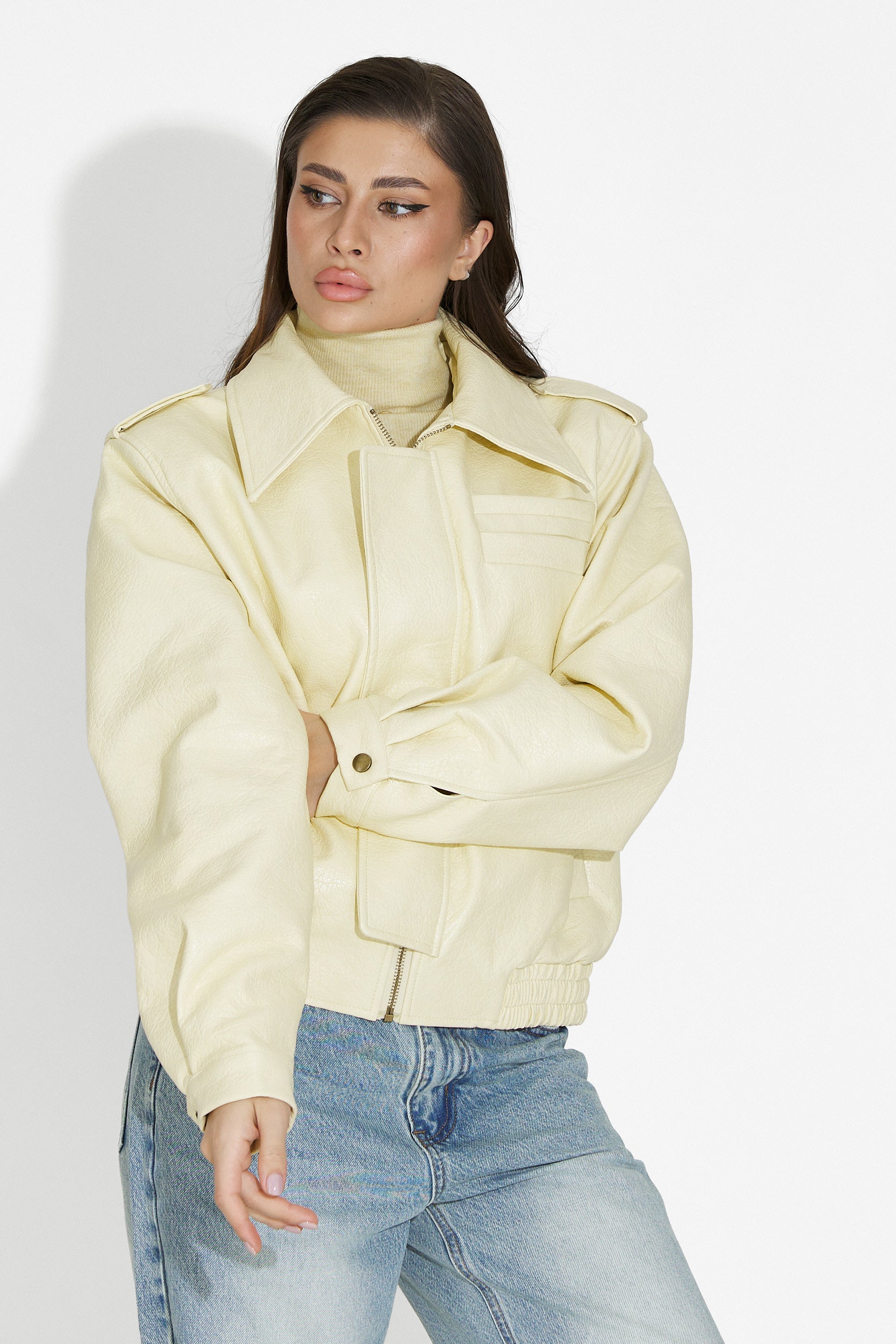 Γυναικείο casual κίτρινο μπουφάν Lionia Bogas