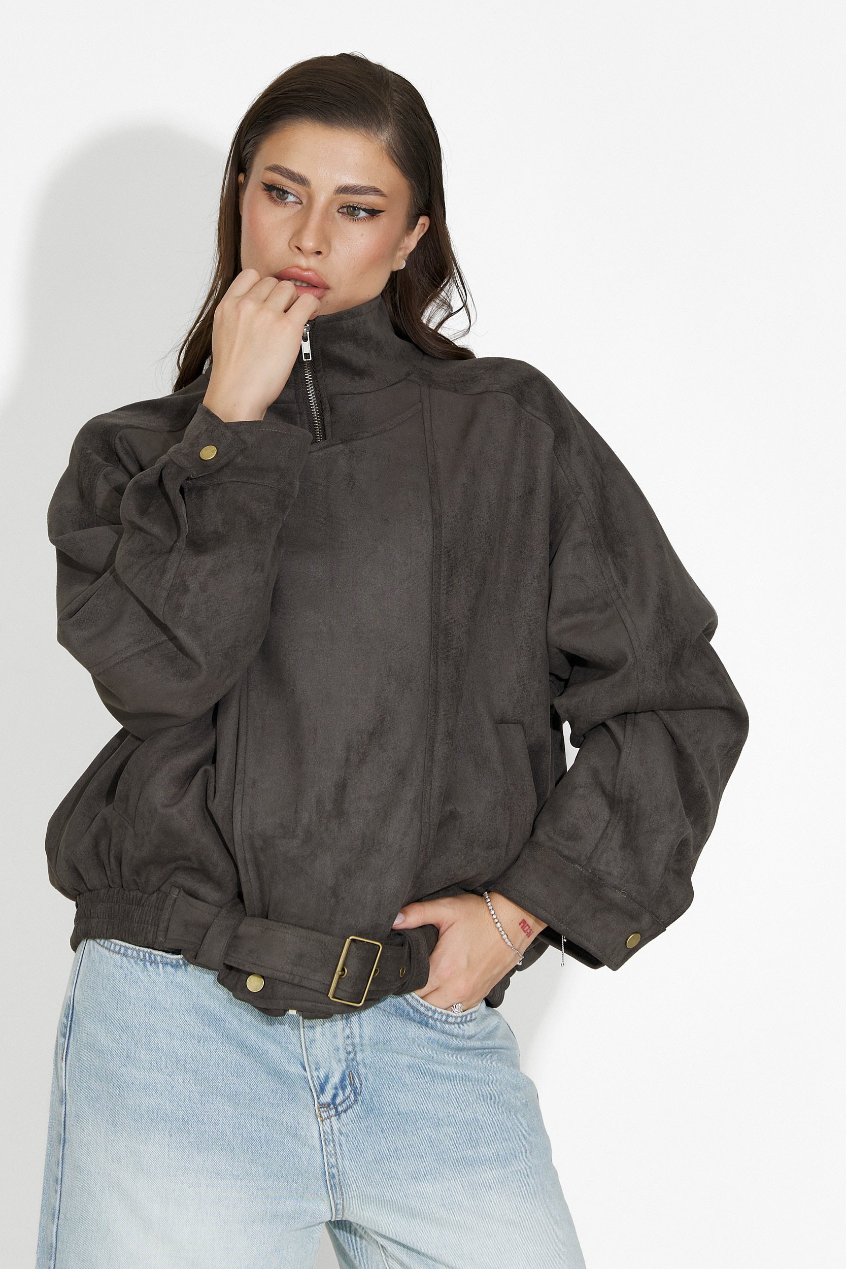 Ismoria Bogas Casual Grey Women's Jacket