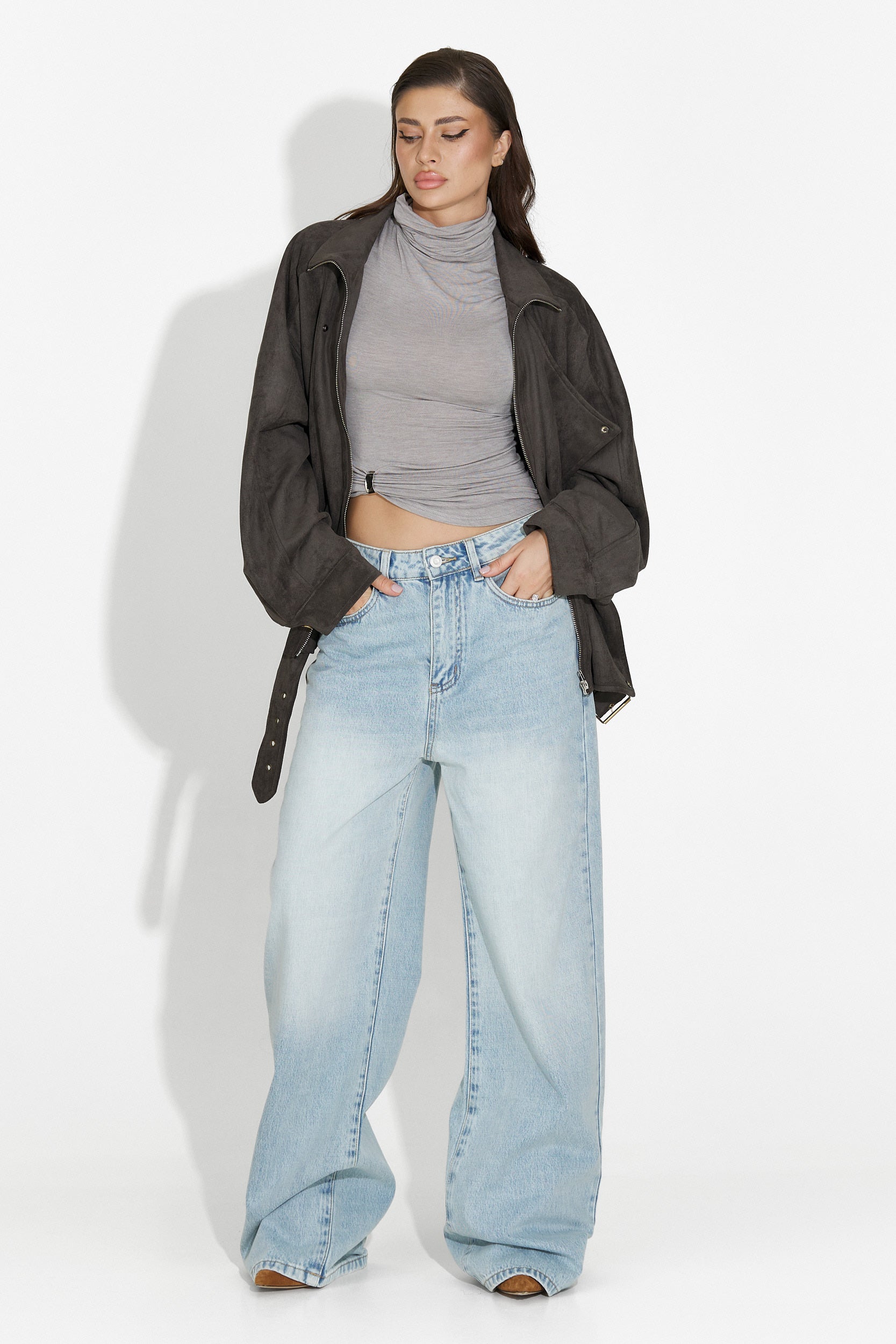 Szara casualowa kurtka damska Ismoria Bogas