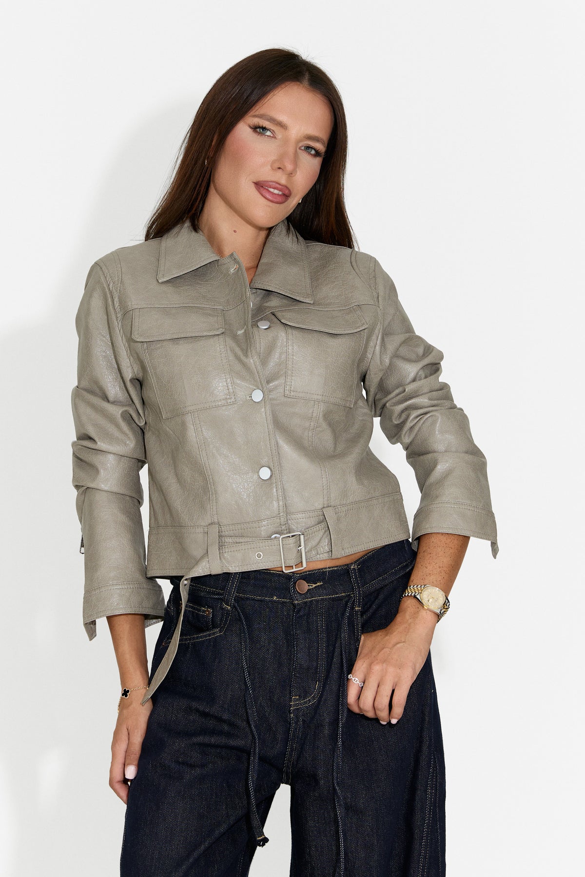 Veste décontractée grise pour femme Muvoeria Bogas