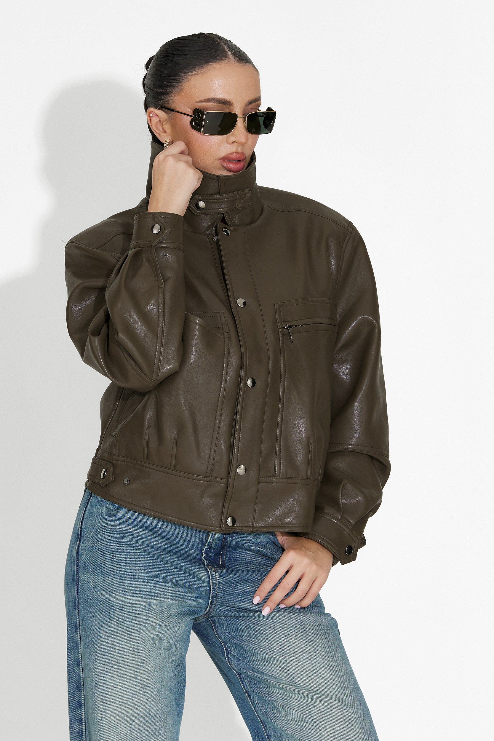 Μπουφάν γυναικείο casual χακί Giselia Bogas