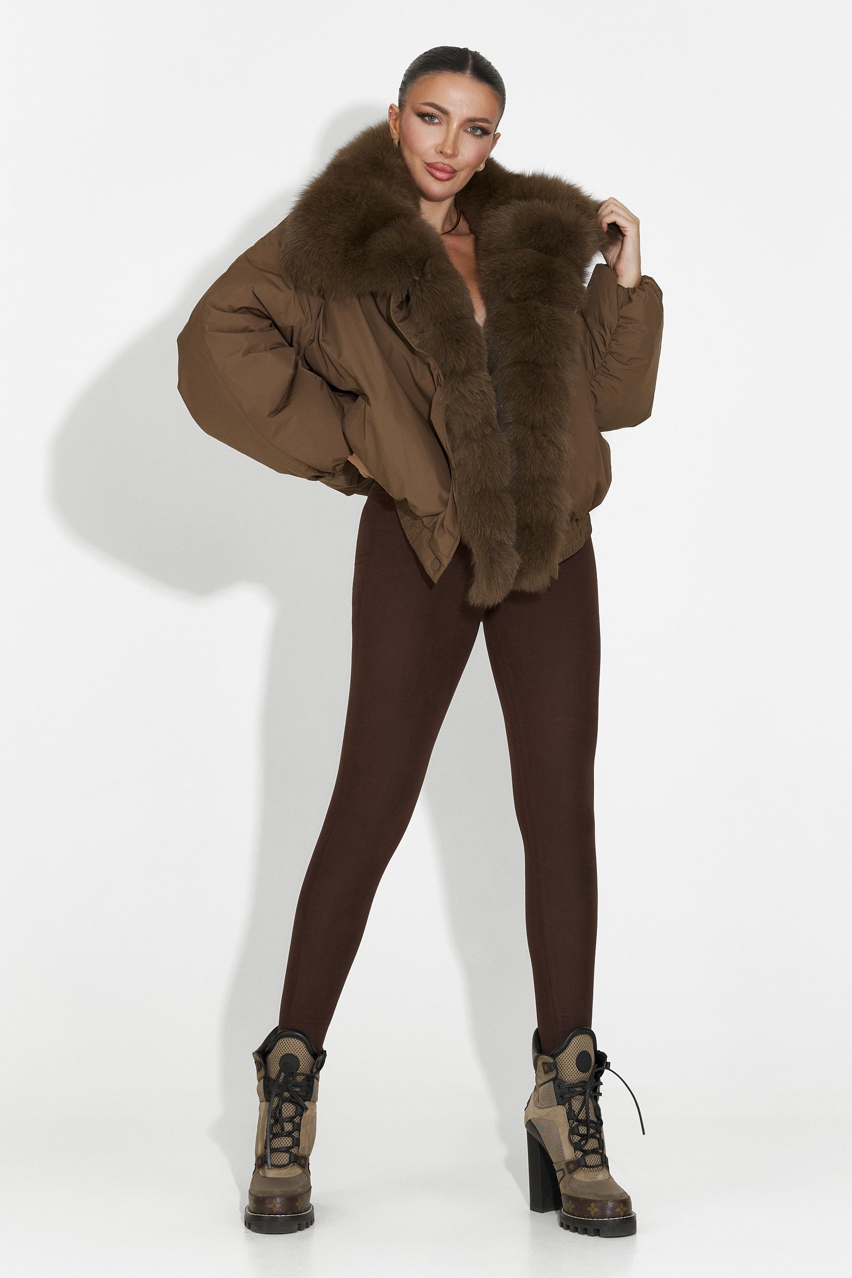 Γυναικείο μπουφάν καφέ casual Arvion Bogas