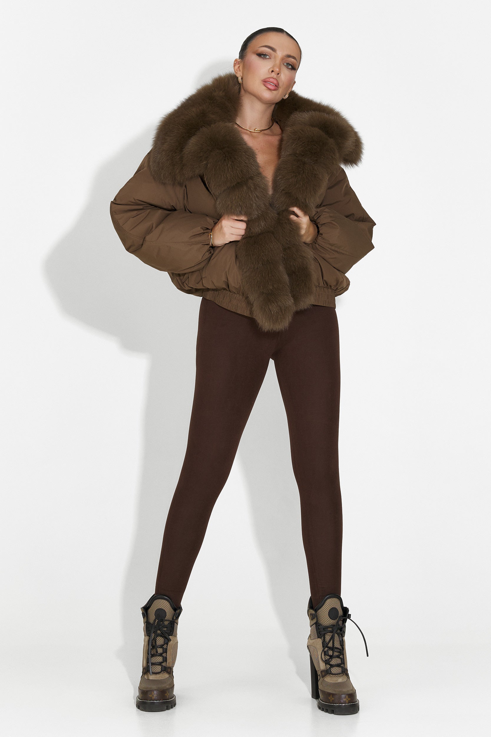 Γυναικείο μπουφάν καφέ casual Arvion Bogas