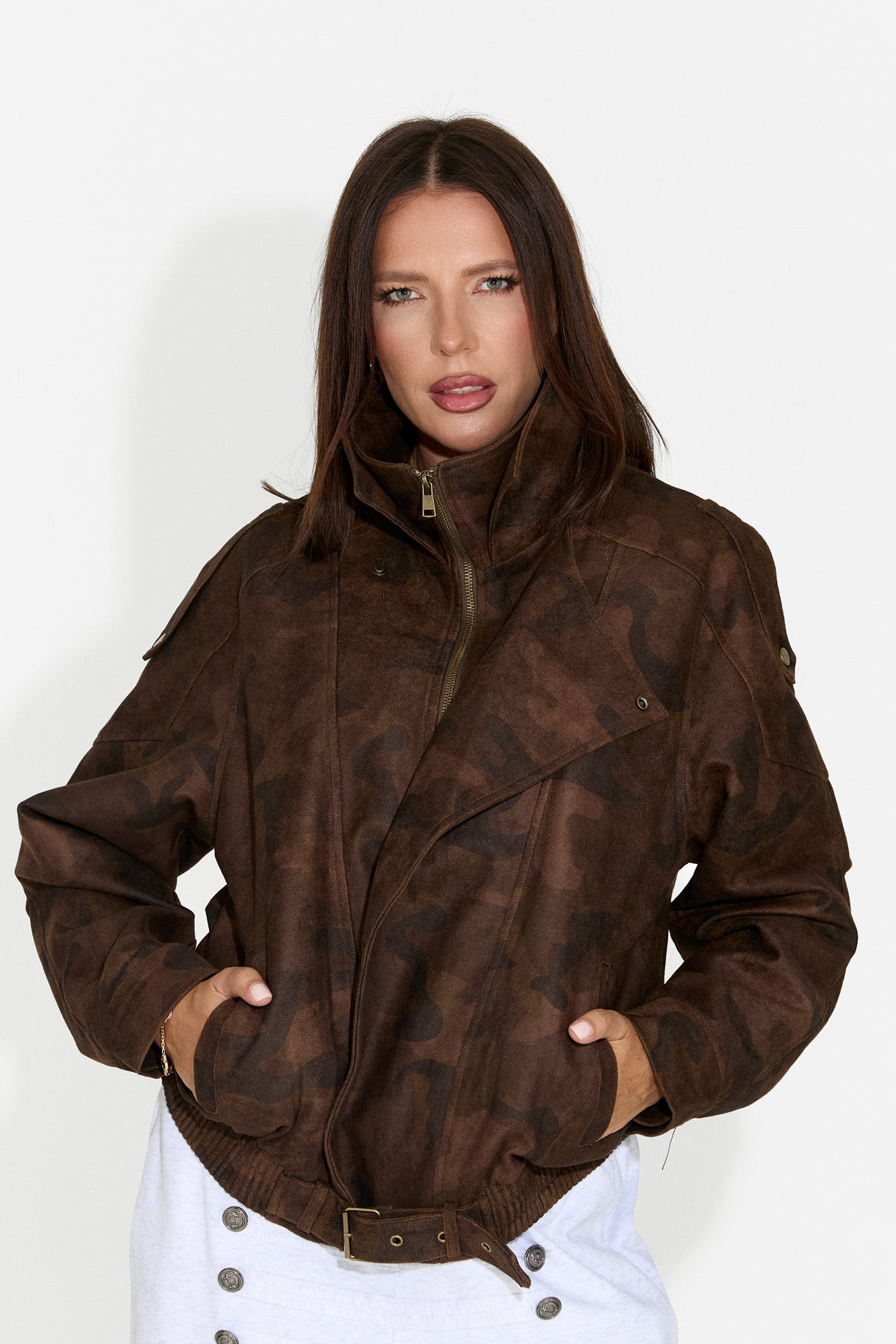 Women's casual brown jacket Doznova Bogas