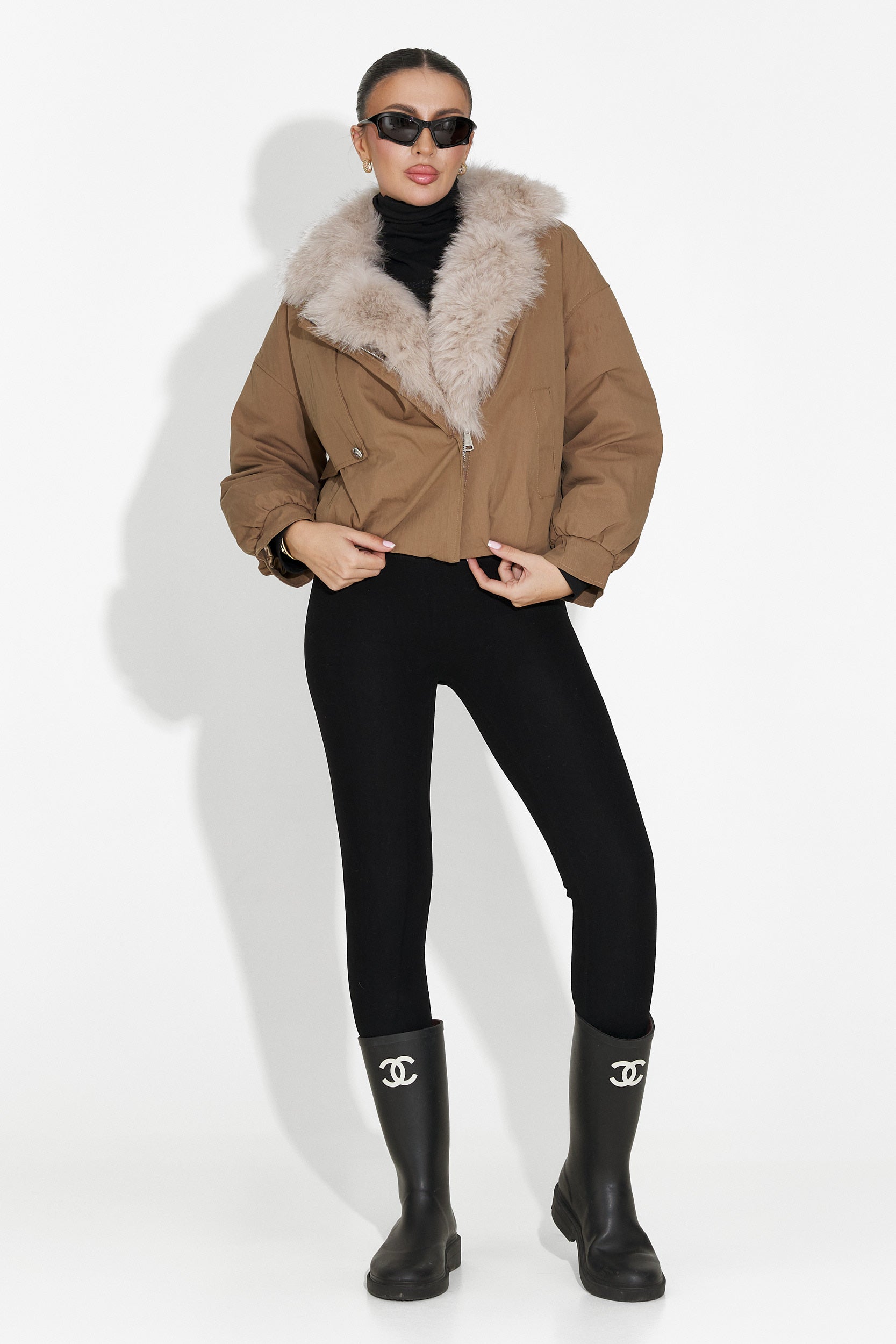 Καφέ casual γυναικείο μπουφάν Eriora Bogas