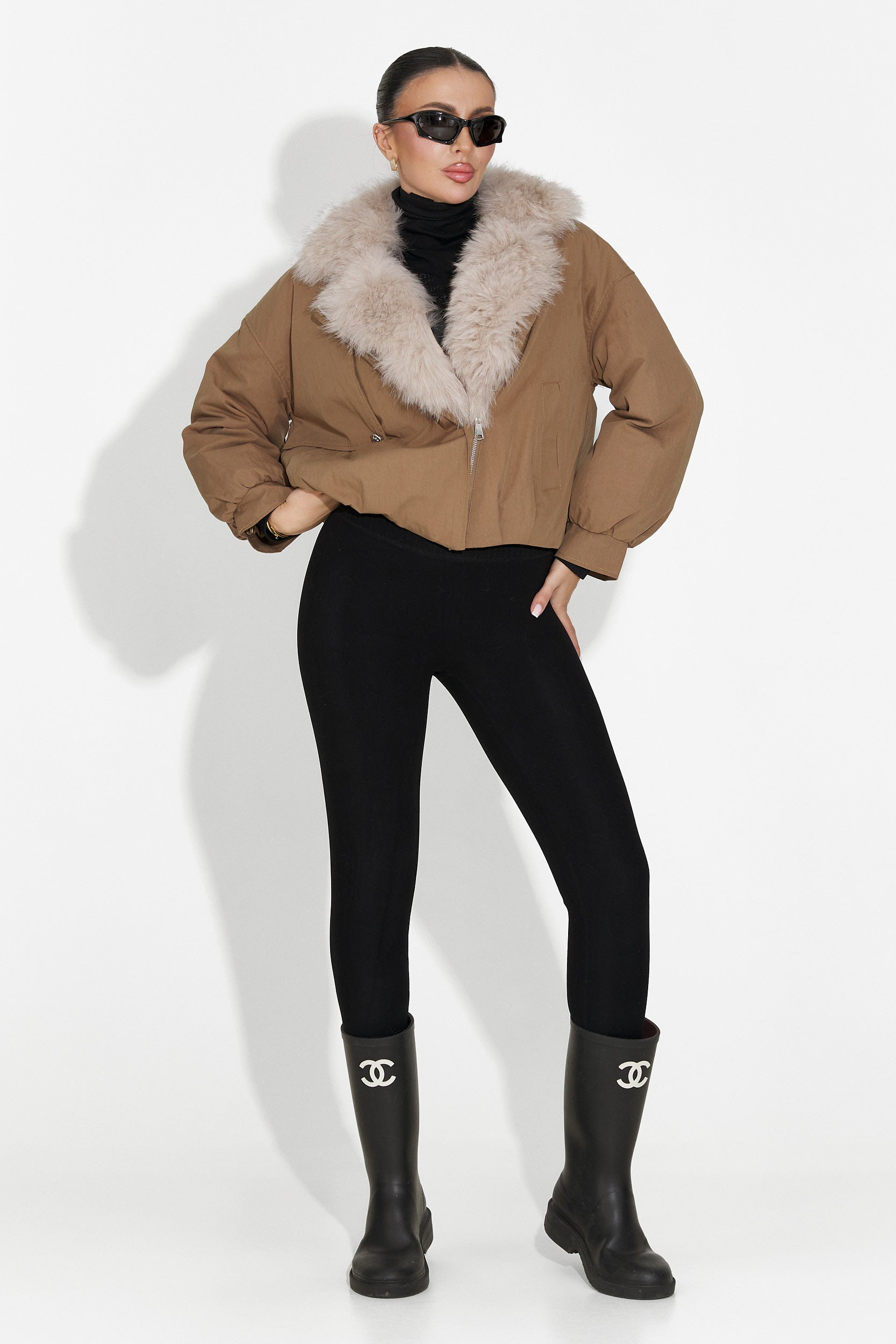 Καφέ casual γυναικείο μπουφάν Eriora Bogas