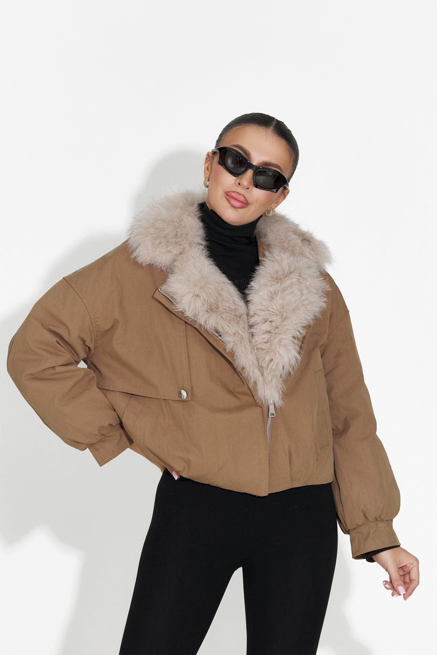 Καφέ casual γυναικείο μπουφάν Eriora Bogas