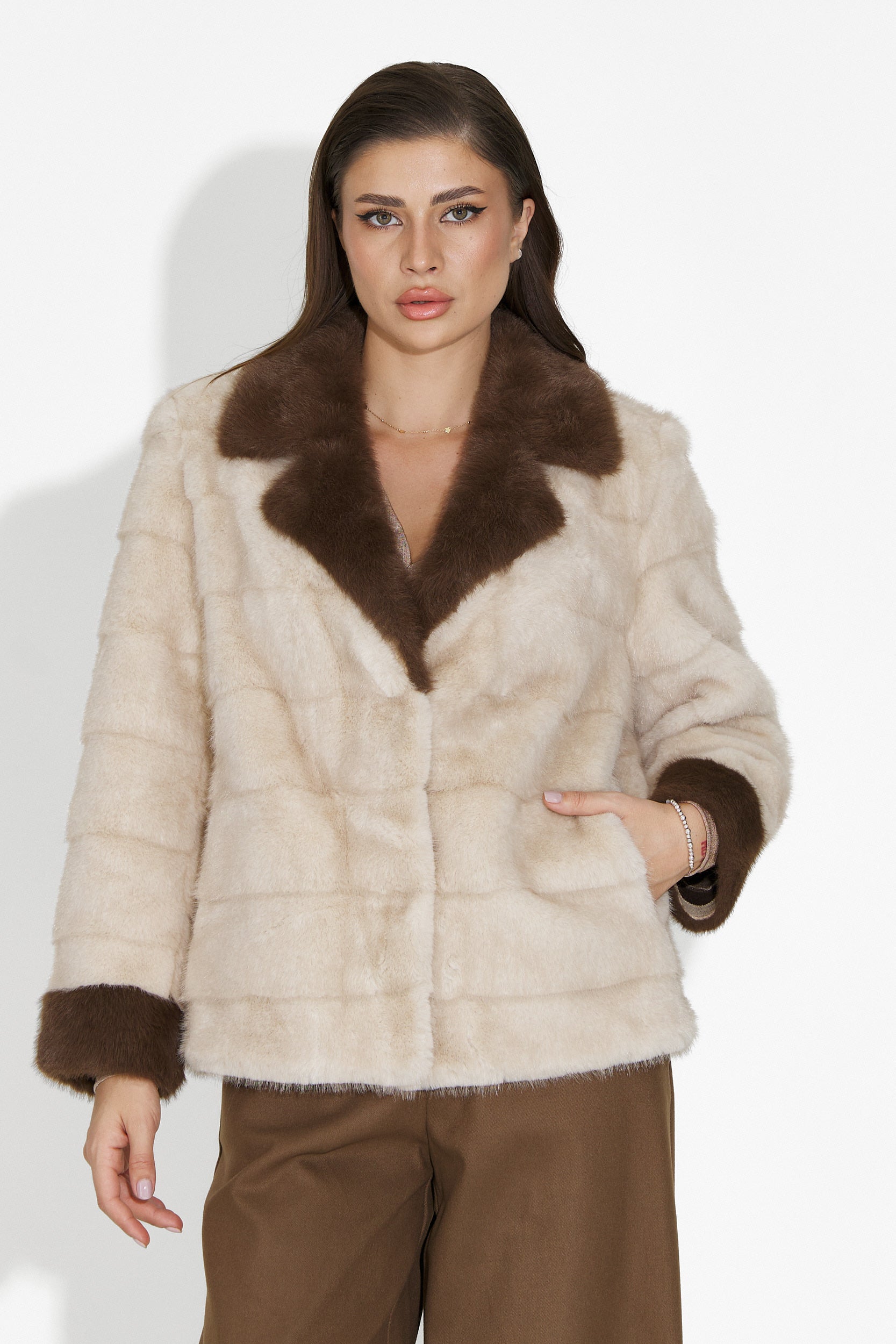 Beige Fur Coat Celoria Bogas