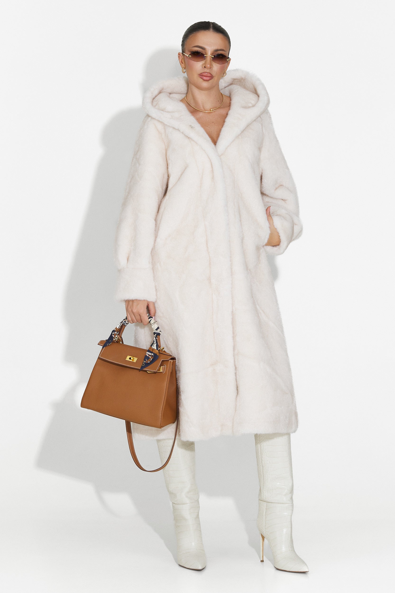Pluvina Bogas Beige Fur Coat