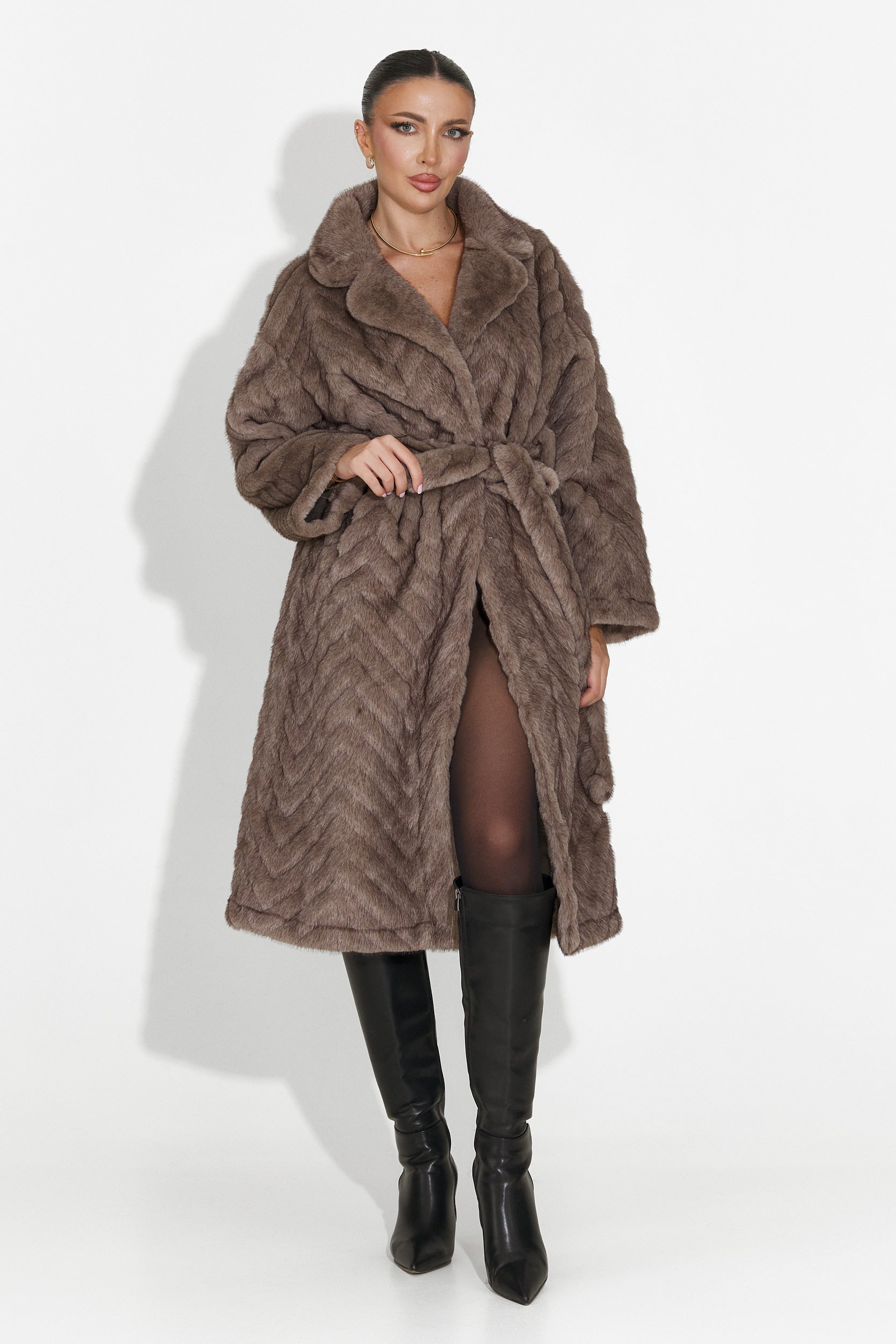 Płaszcz futrzany grej Lunaris Bogas