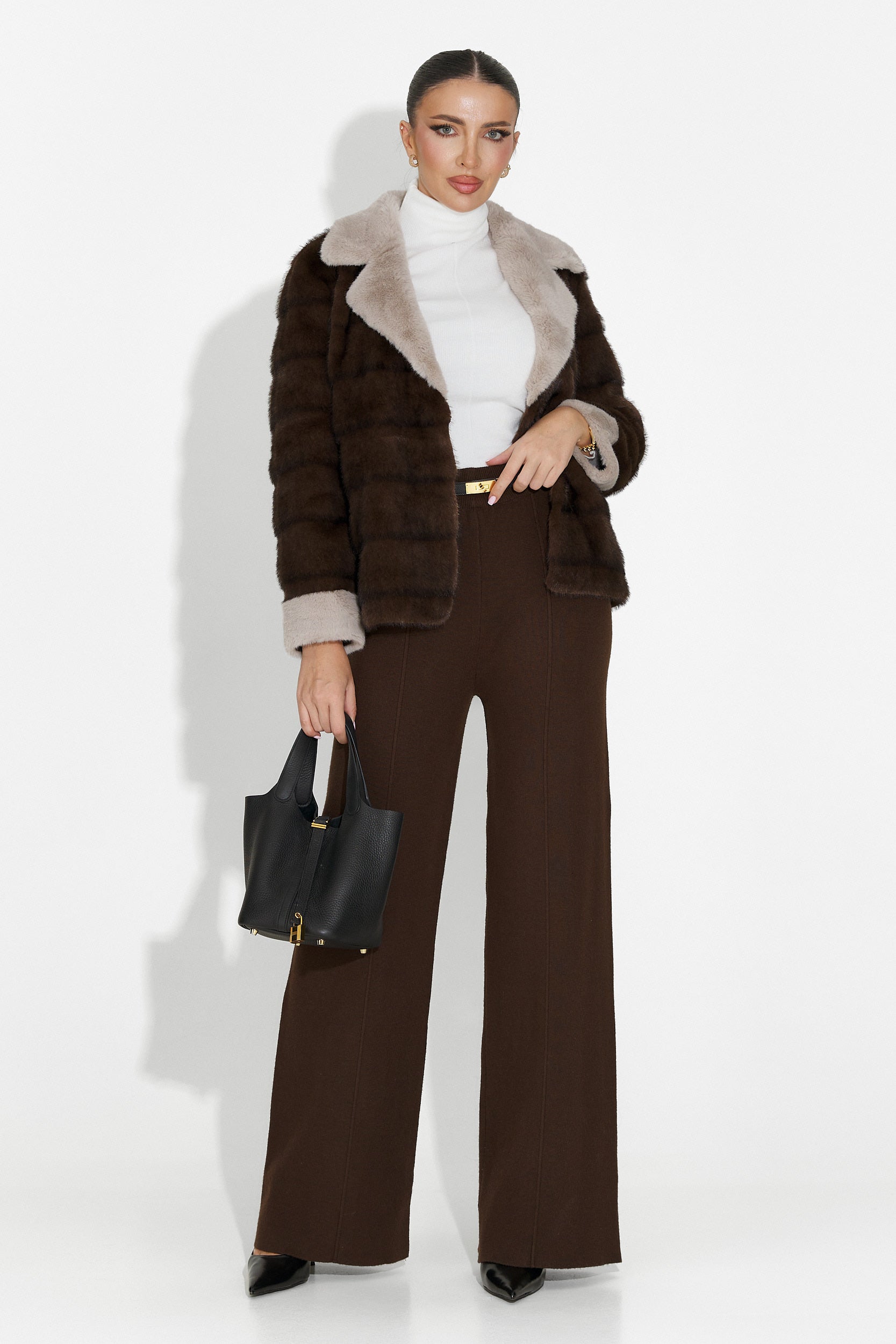 Płaszcz futrzany brązowy Celoria Bogas