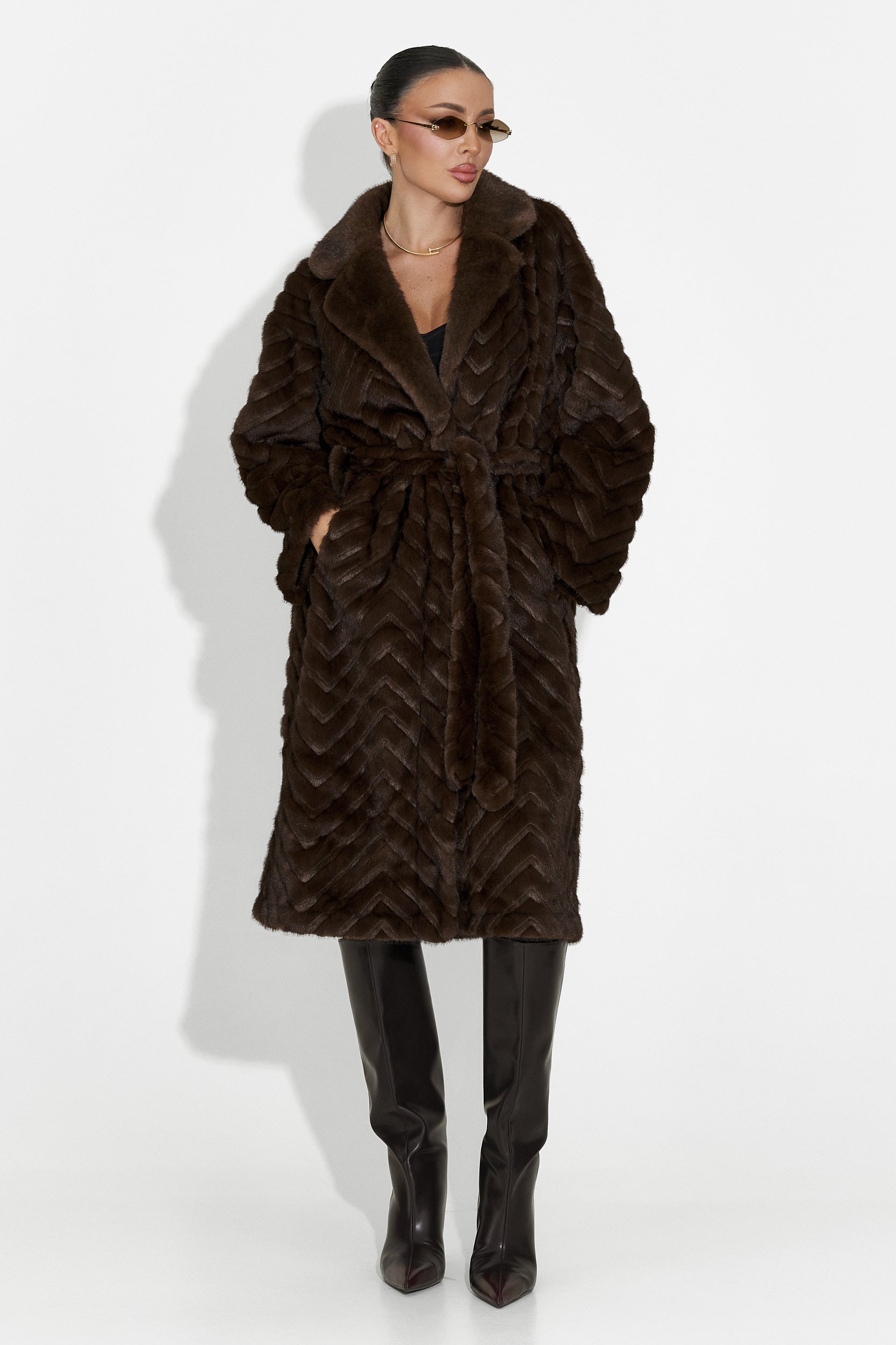 Płaszcz futrzany brązowy Lunaris Bogas