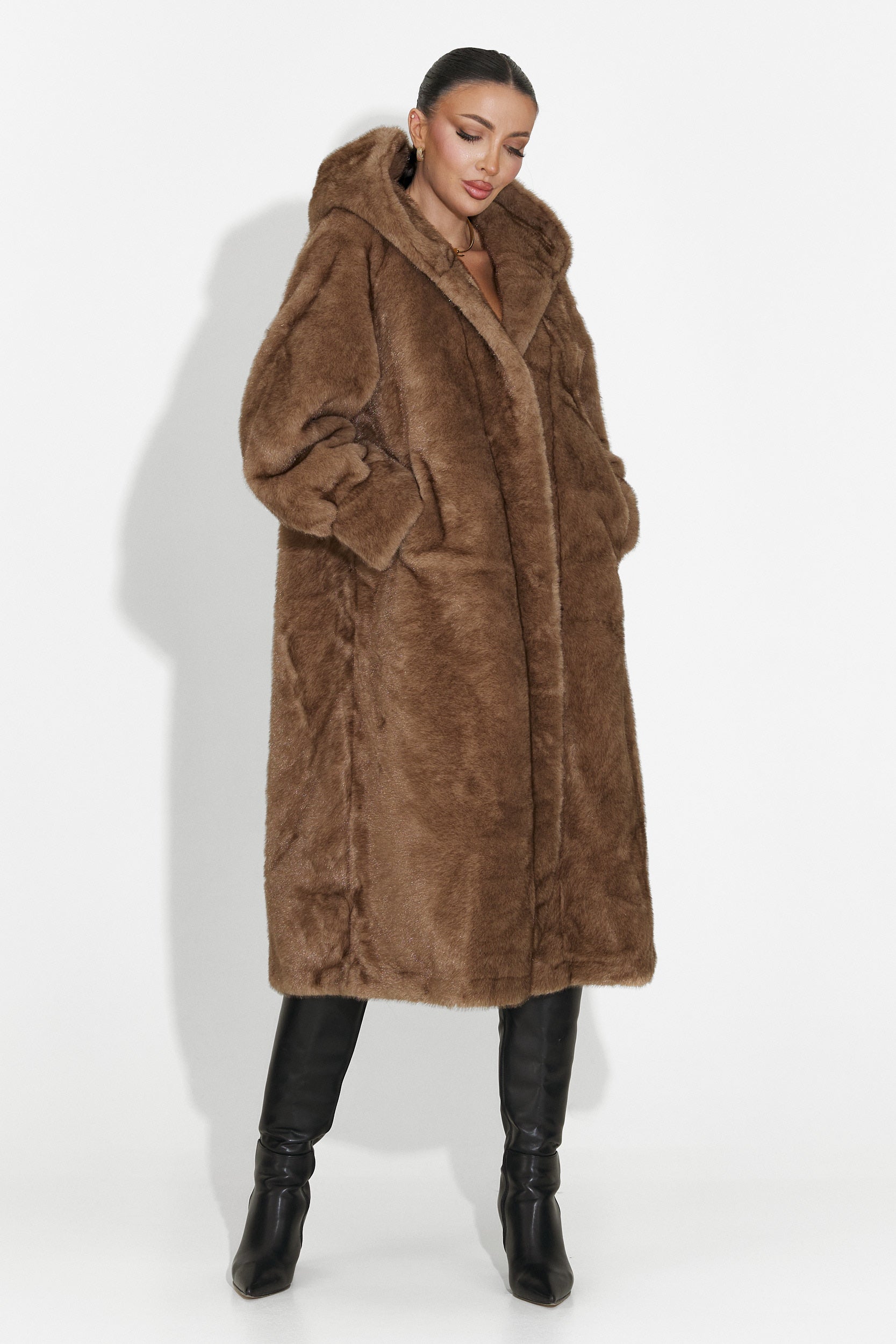 Pluvina Bogas Brown Fur Coat