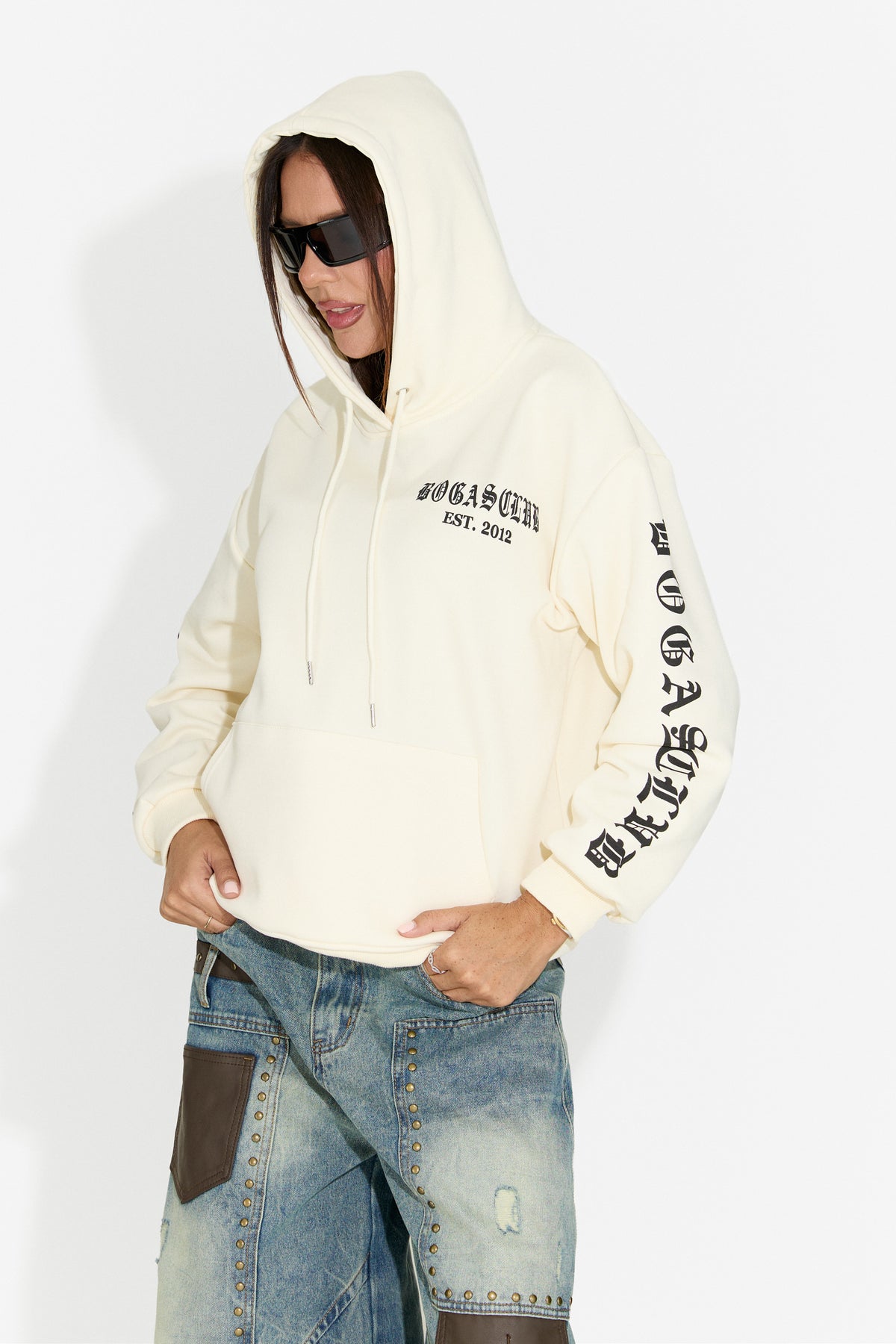 Sudadera de mujer casual crema Perdela Bogas