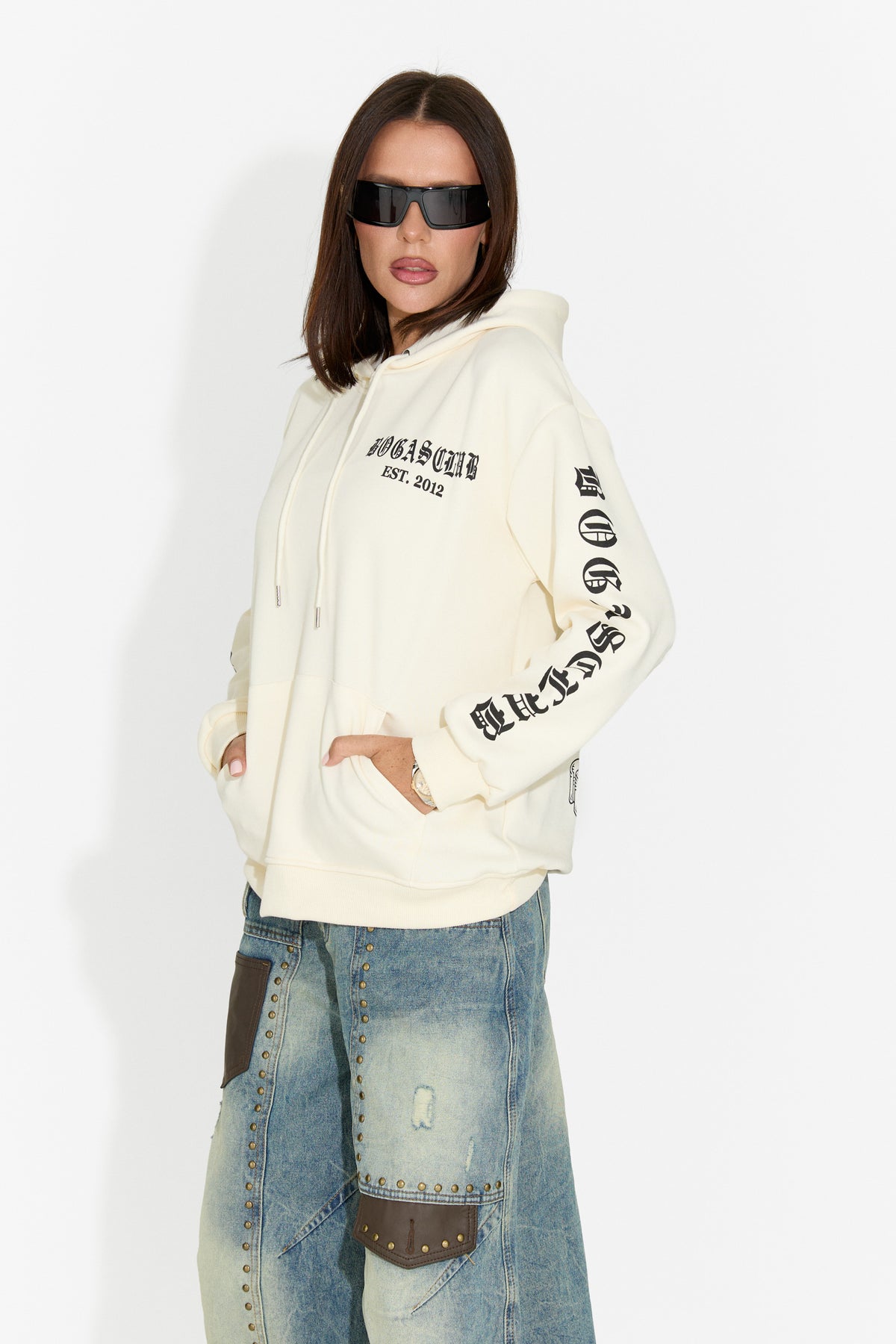 Sudadera de mujer casual crema Perdela Bogas