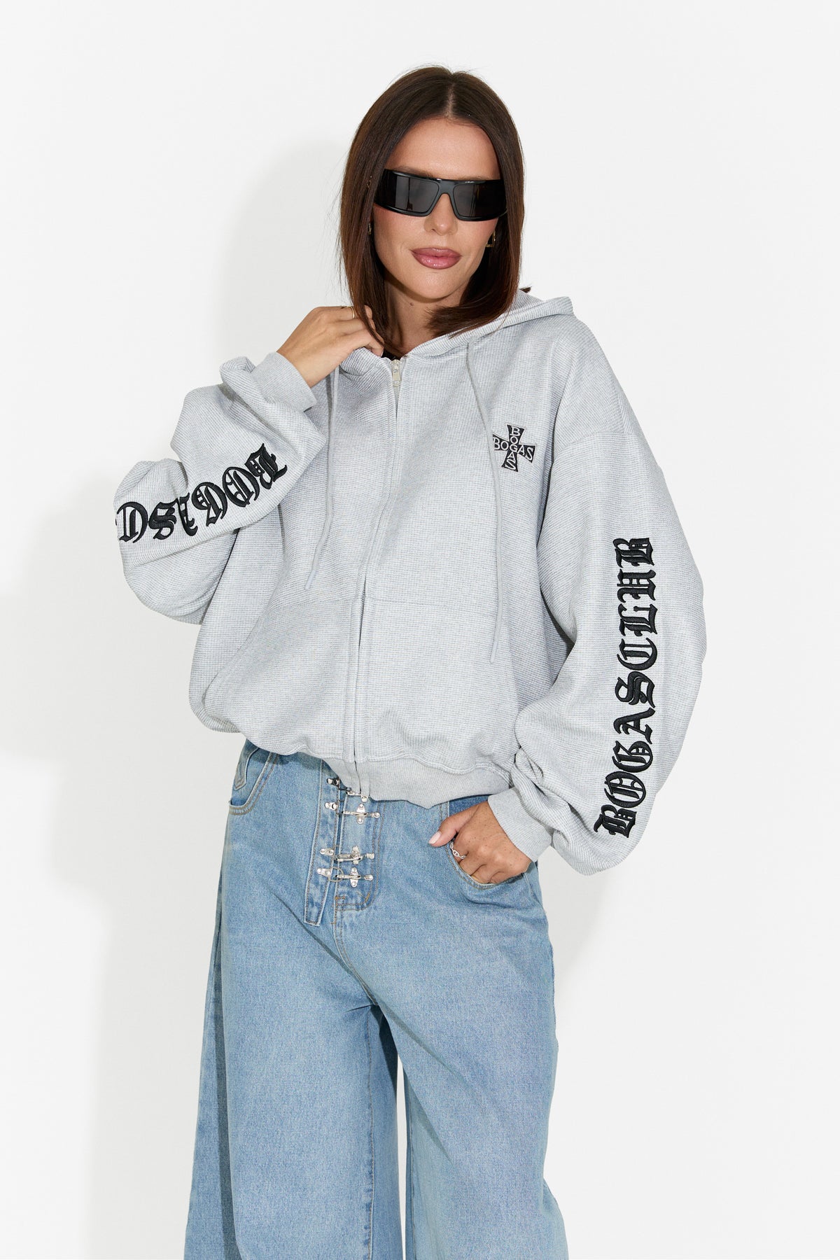 Women's casual gray hoodie Drapyna Bogas