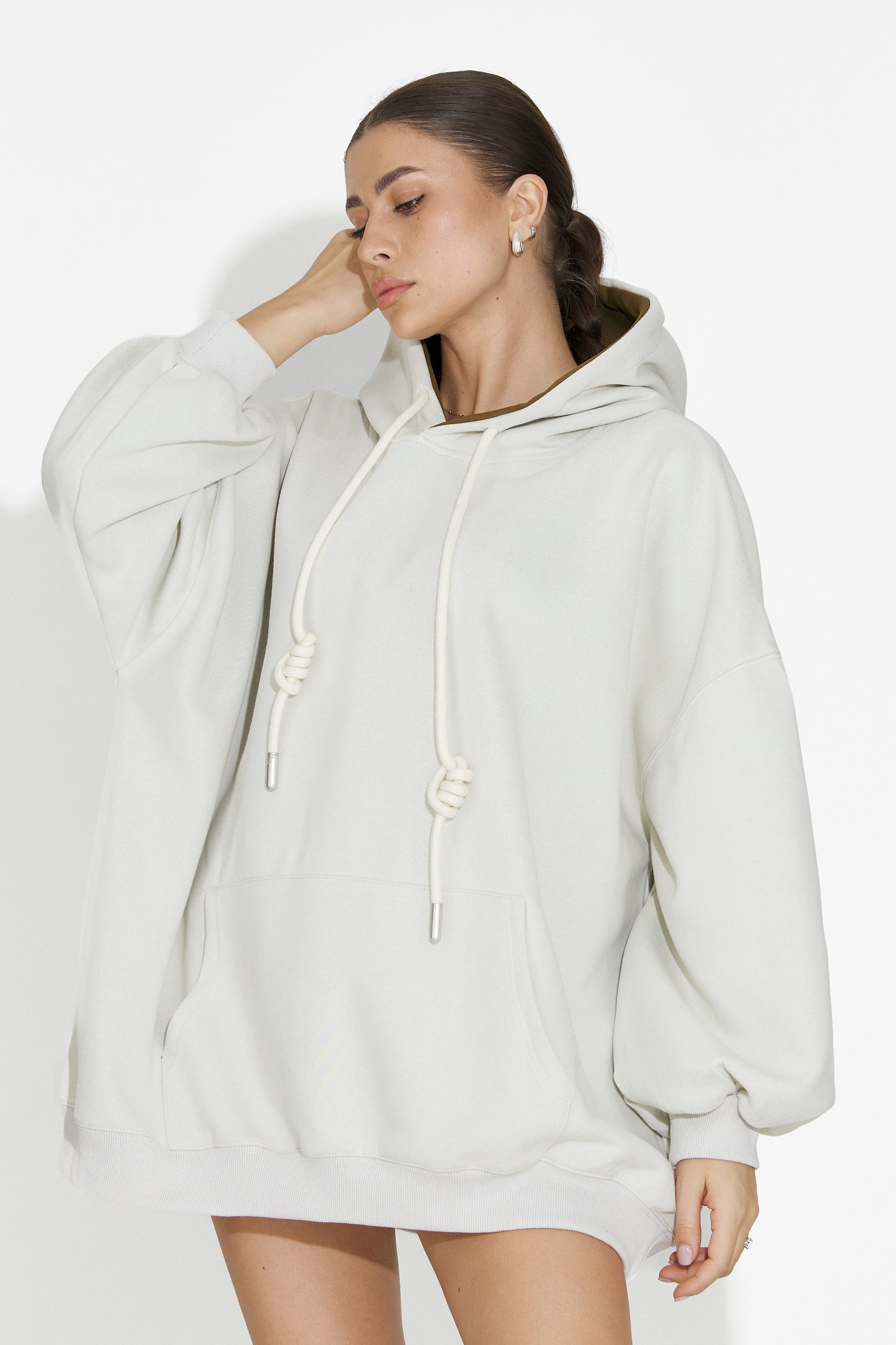 Noblesa Bogas Sudadera con Capucha Casual de Khaki para Damas