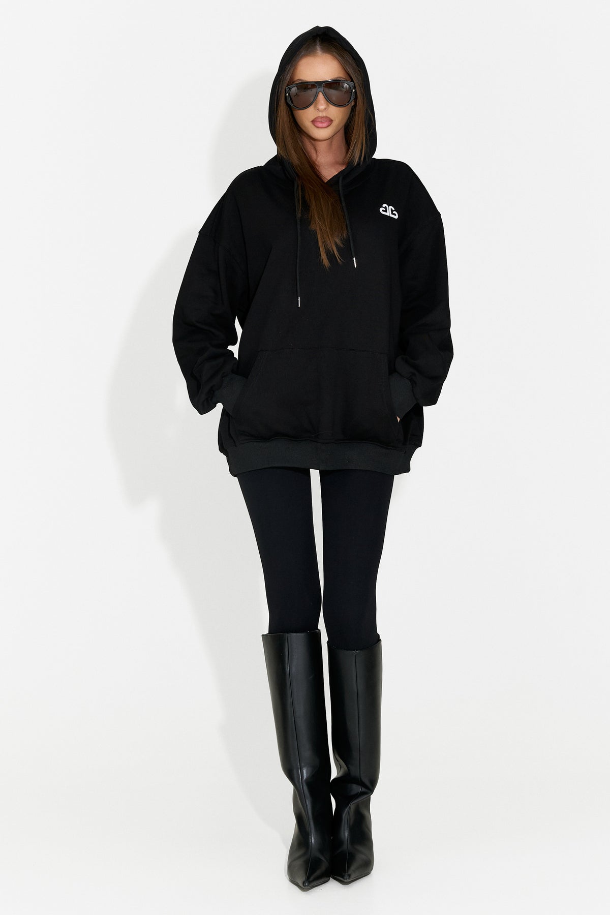 Sweat à capuche décontracté pour femme noir Rates Bogas