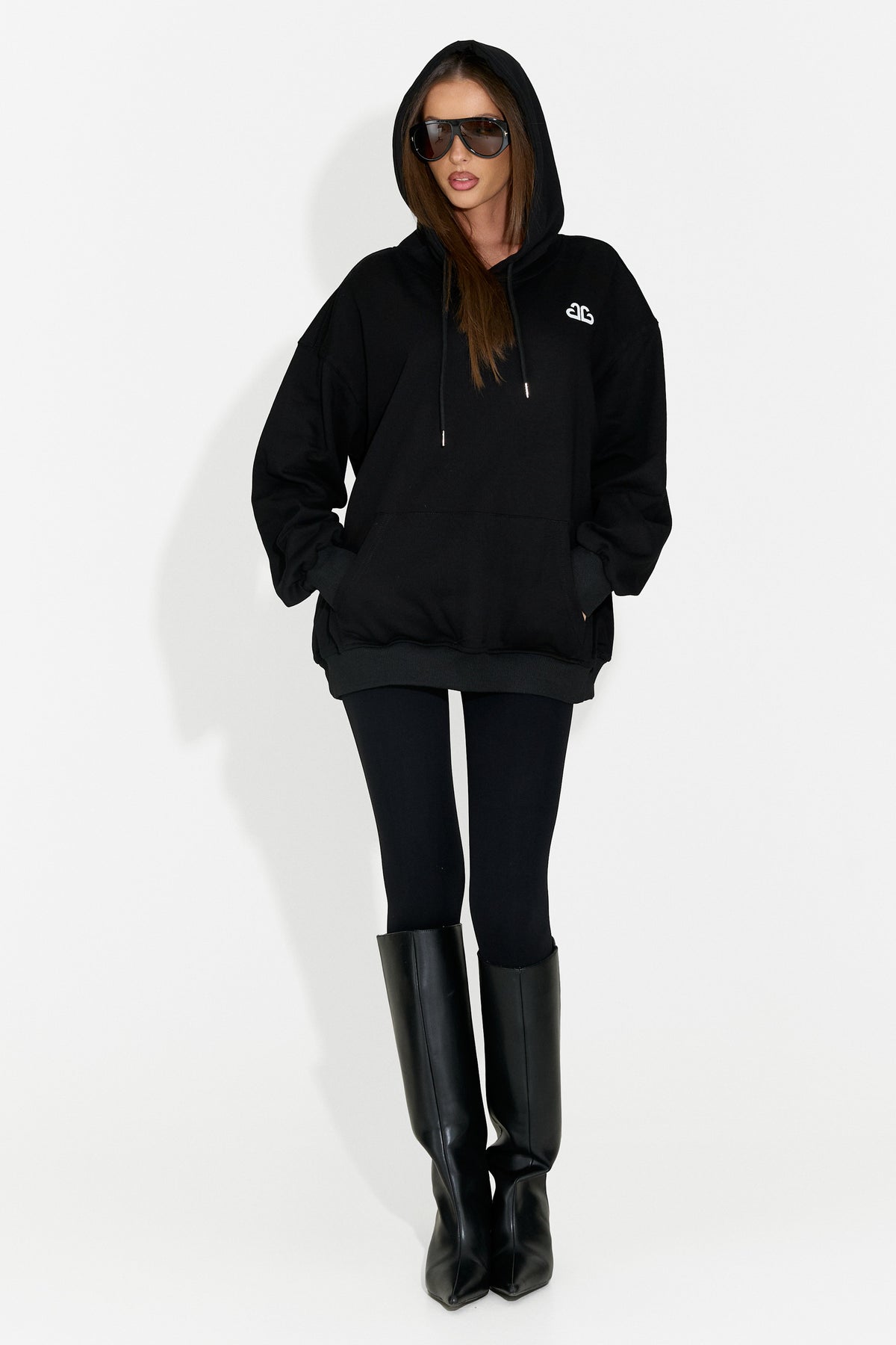 Sweat à capuche décontracté pour femme noir Rates Bogas