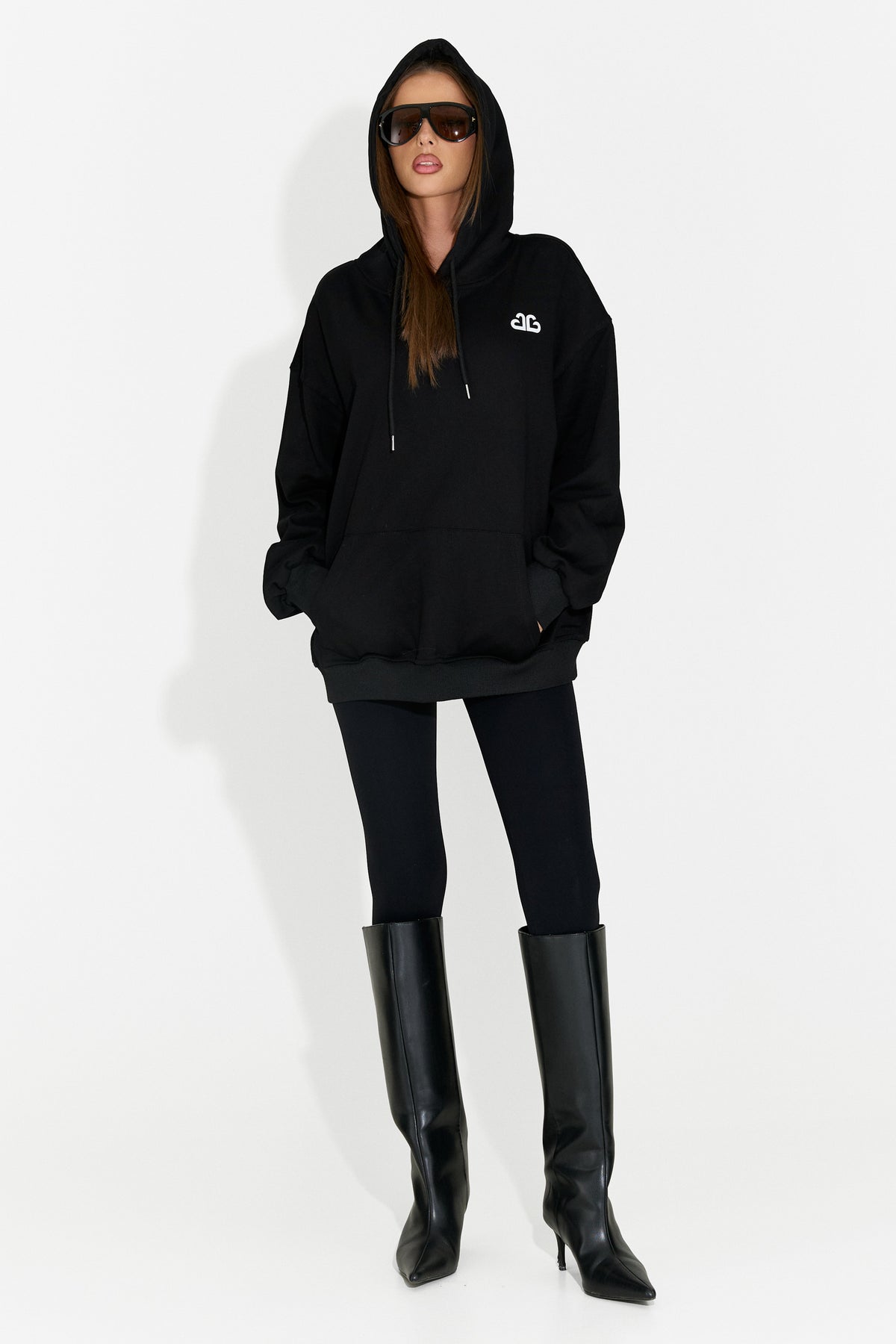 Sweat à capuche décontracté pour femme noir Rates Bogas