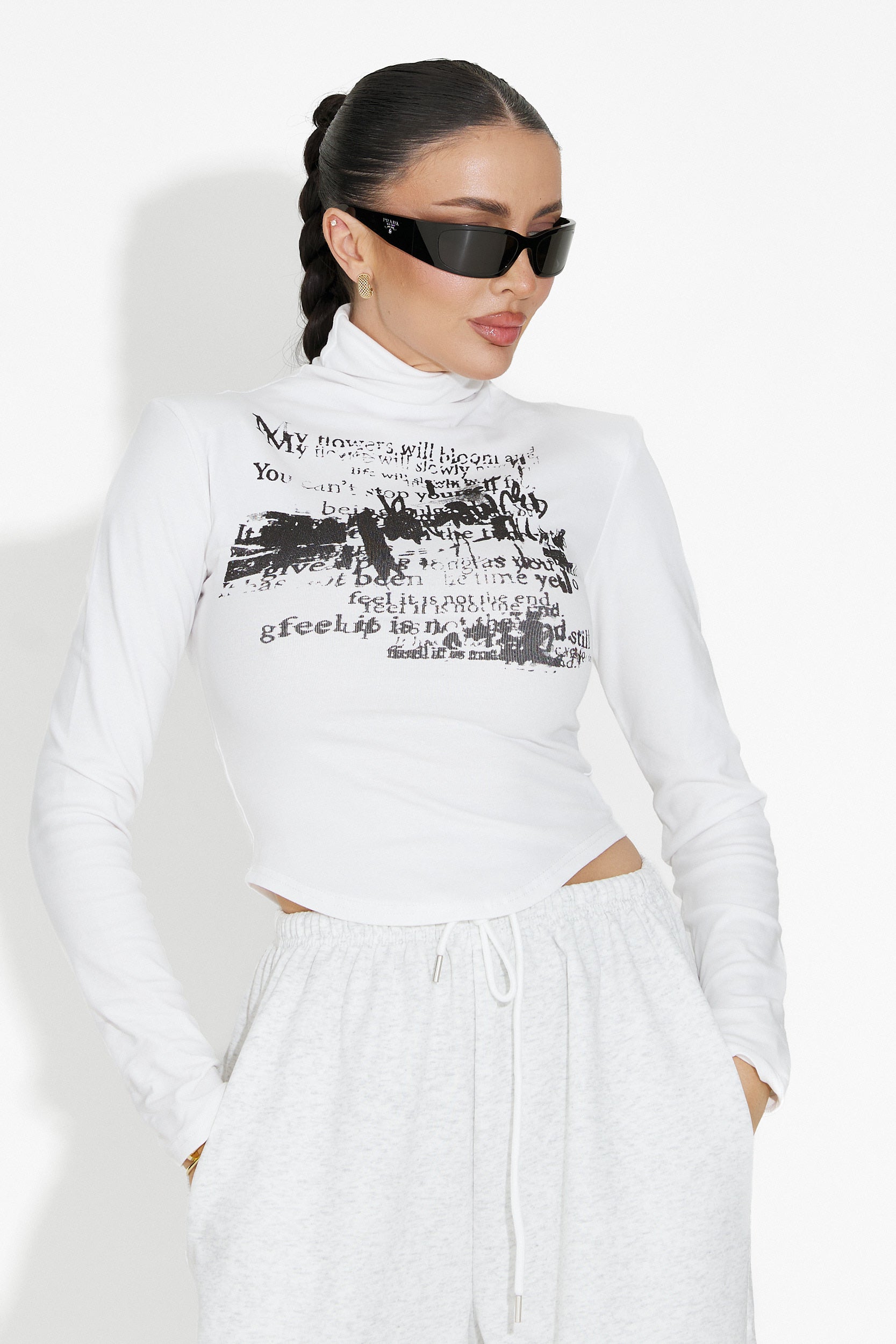 Biała casualowa golf damski Fenalya Bogas