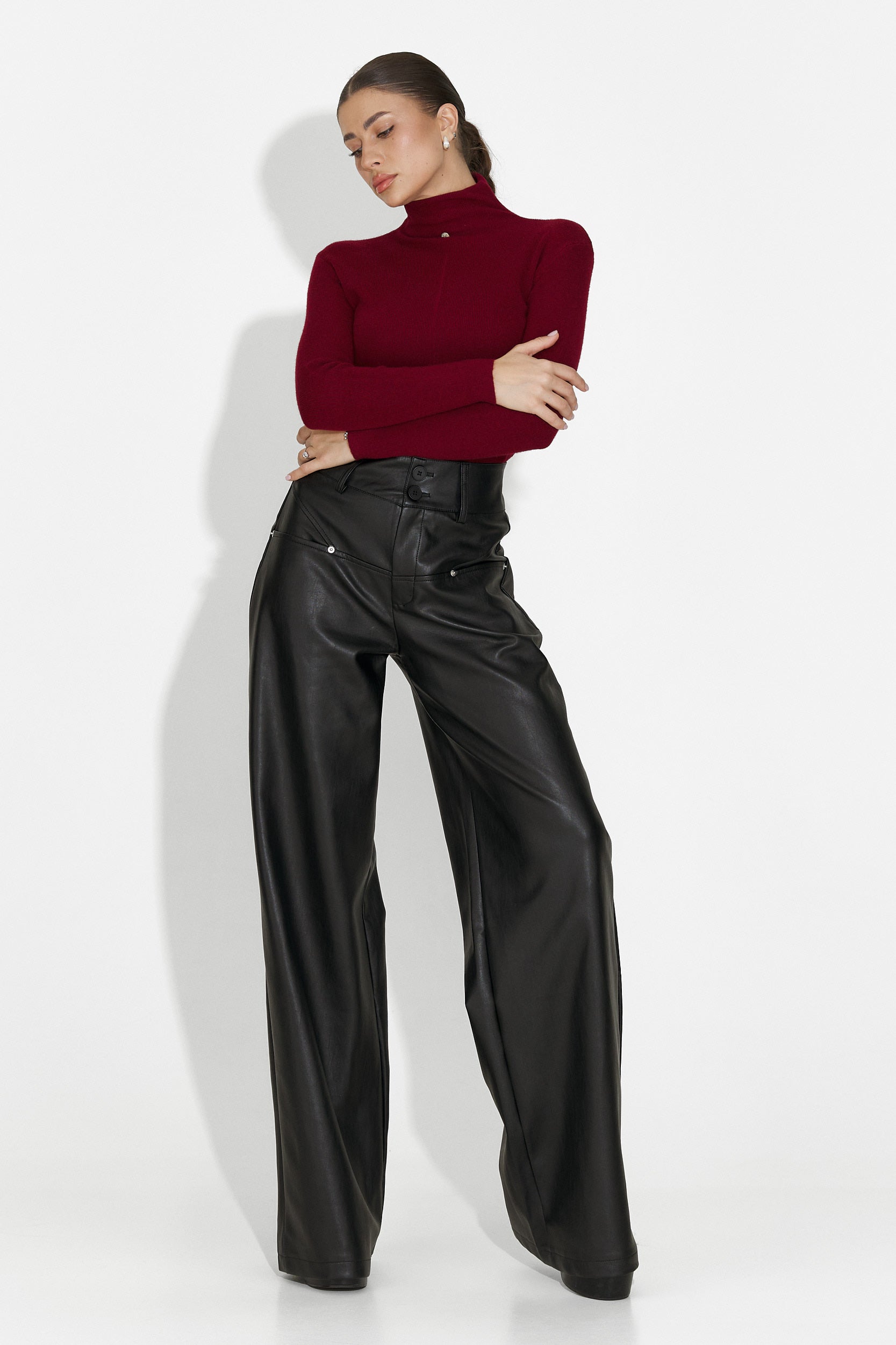 Damtröja casual burgundy Invera Bogas