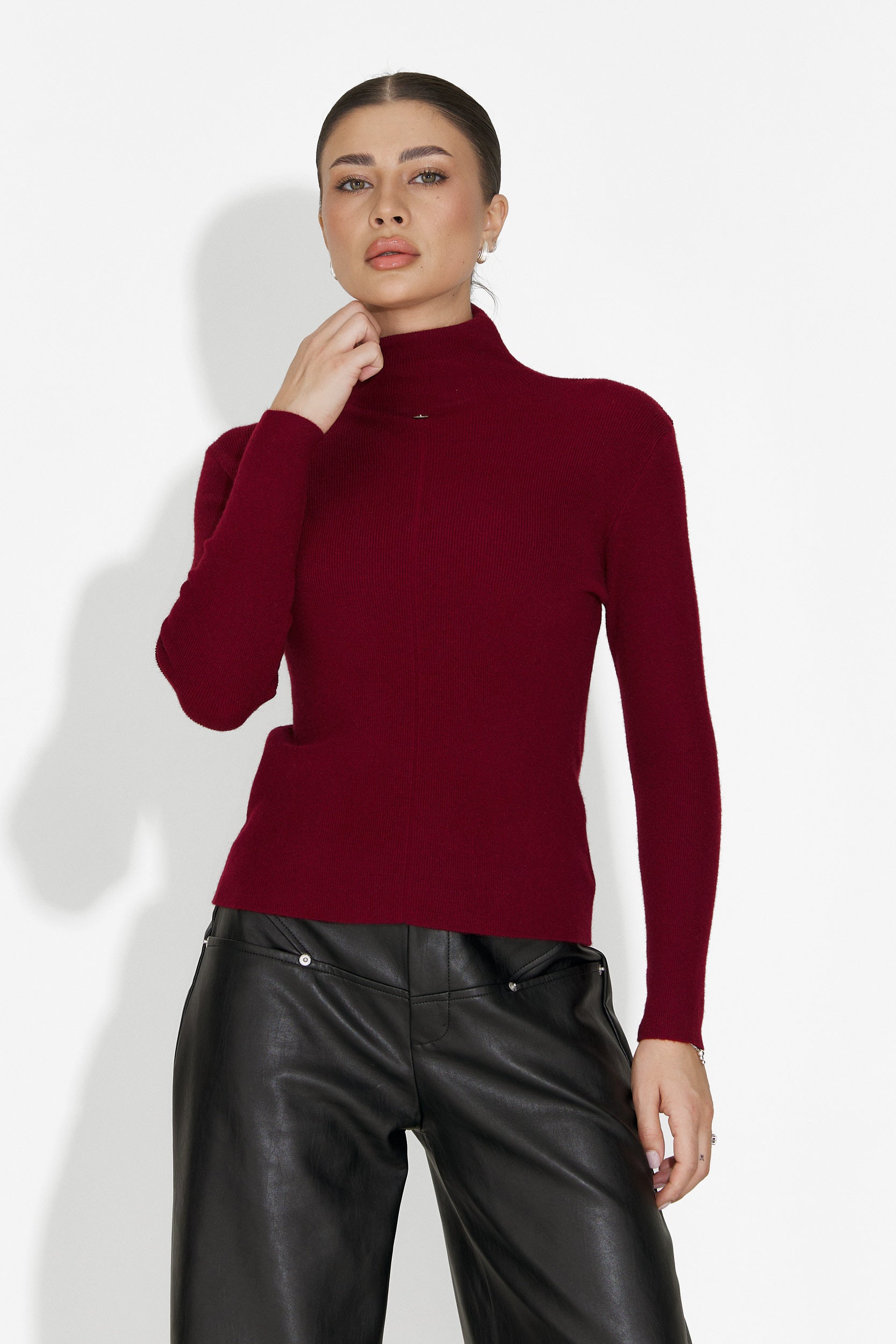 Damtröja casual burgundy Invera Bogas