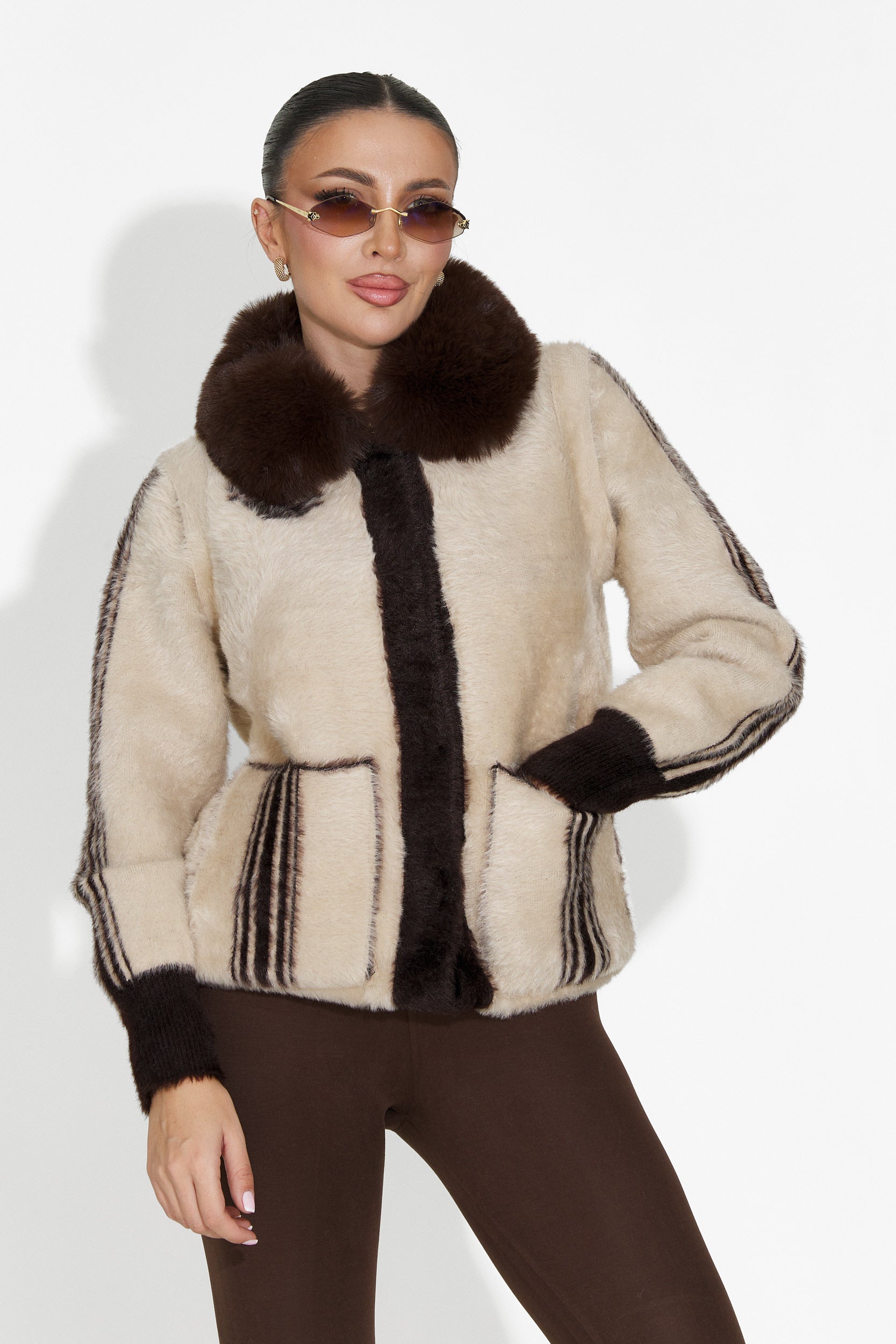 Valoria Bogas Casual Women's Jacket 2 Sides Brown Beige