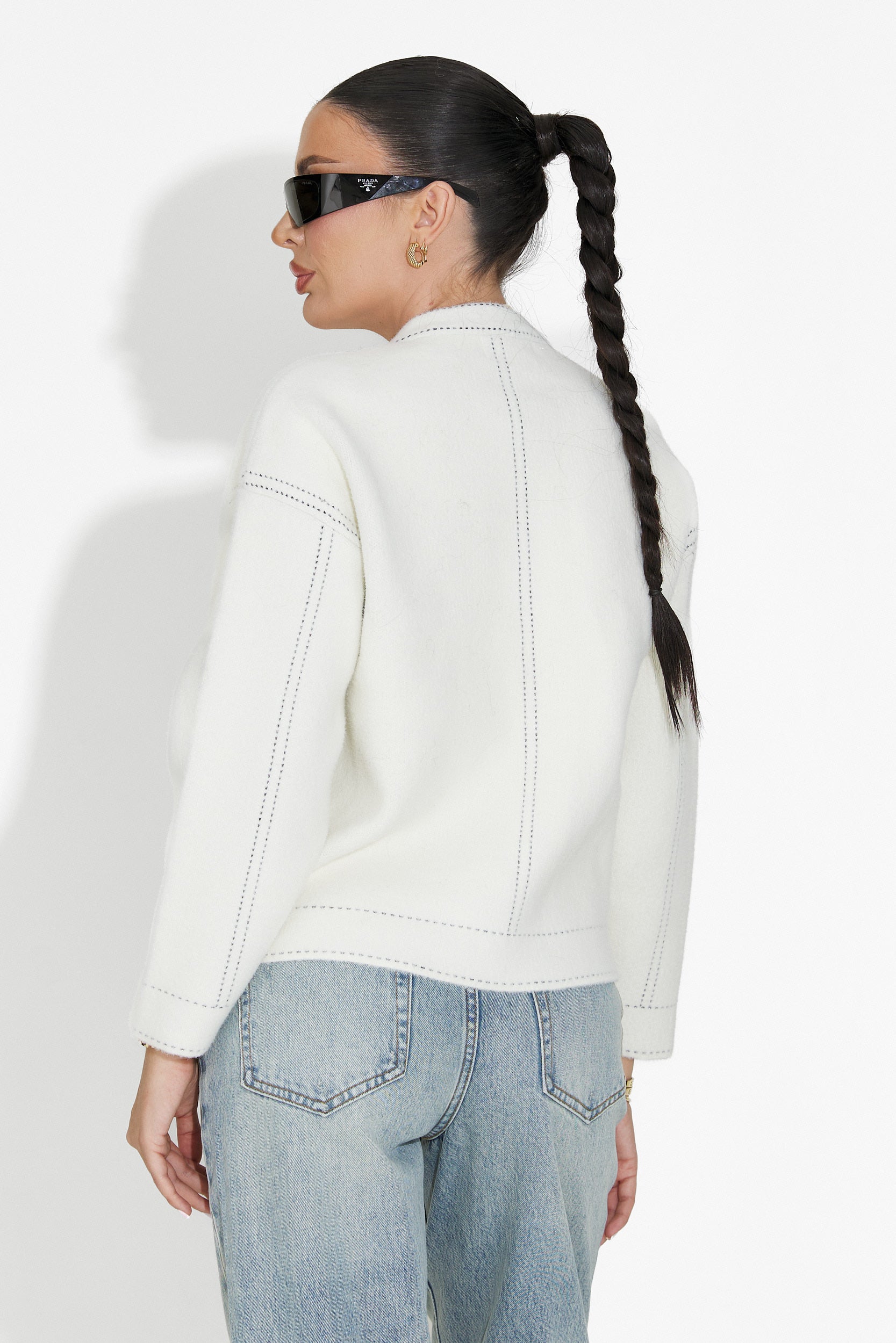 Emalin Bogas White Casual Ladies Jacket