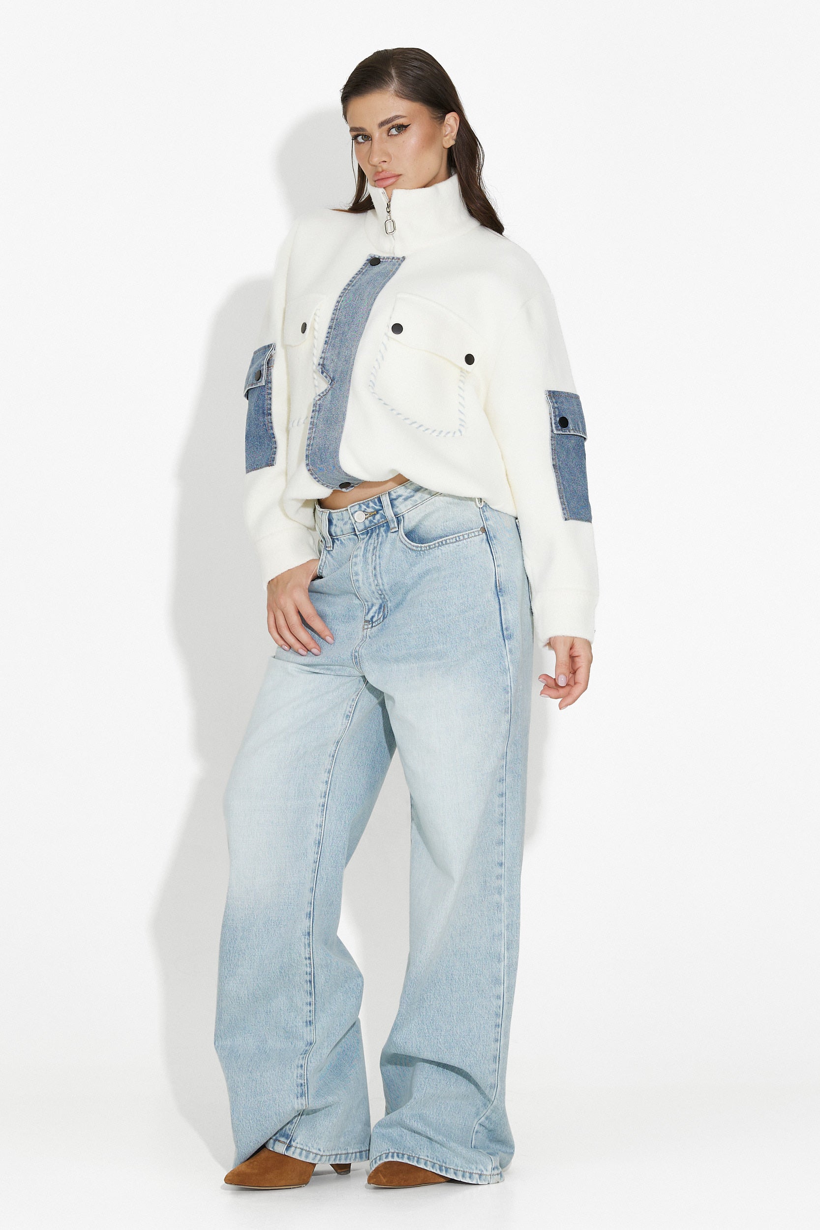 Γυναικείο casual λευκό μπουφάν Nedaria Bogas