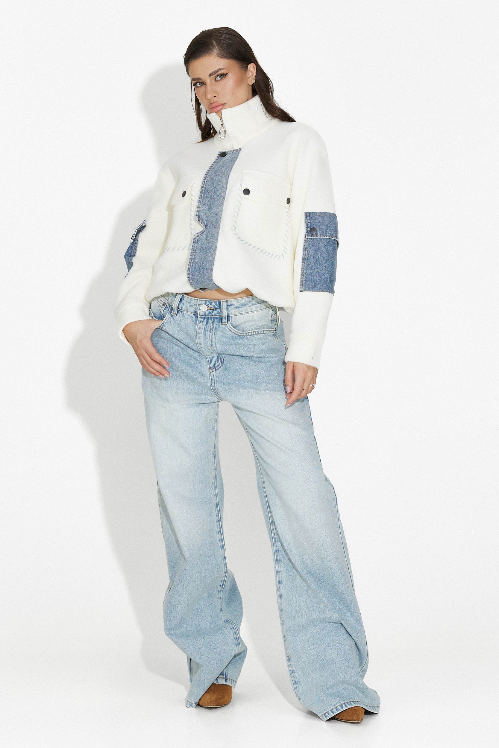 Γυναικείο casual λευκό μπουφάν Nedaria Bogas