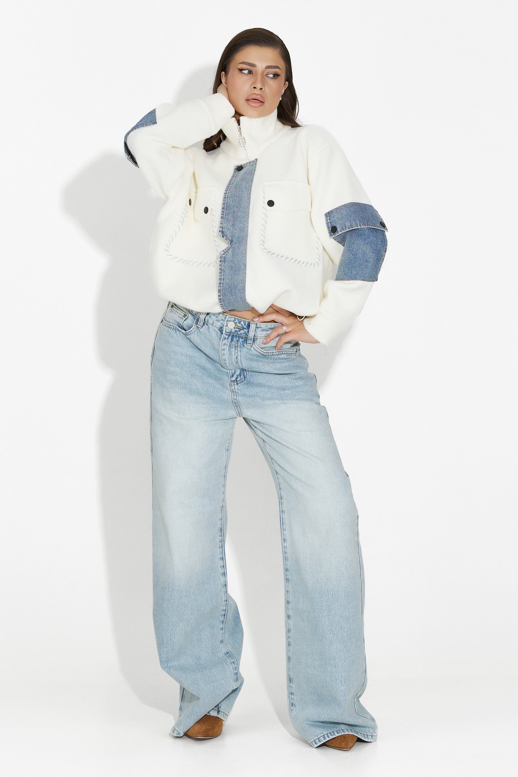 Γυναικείο casual λευκό μπουφάν Nedaria Bogas