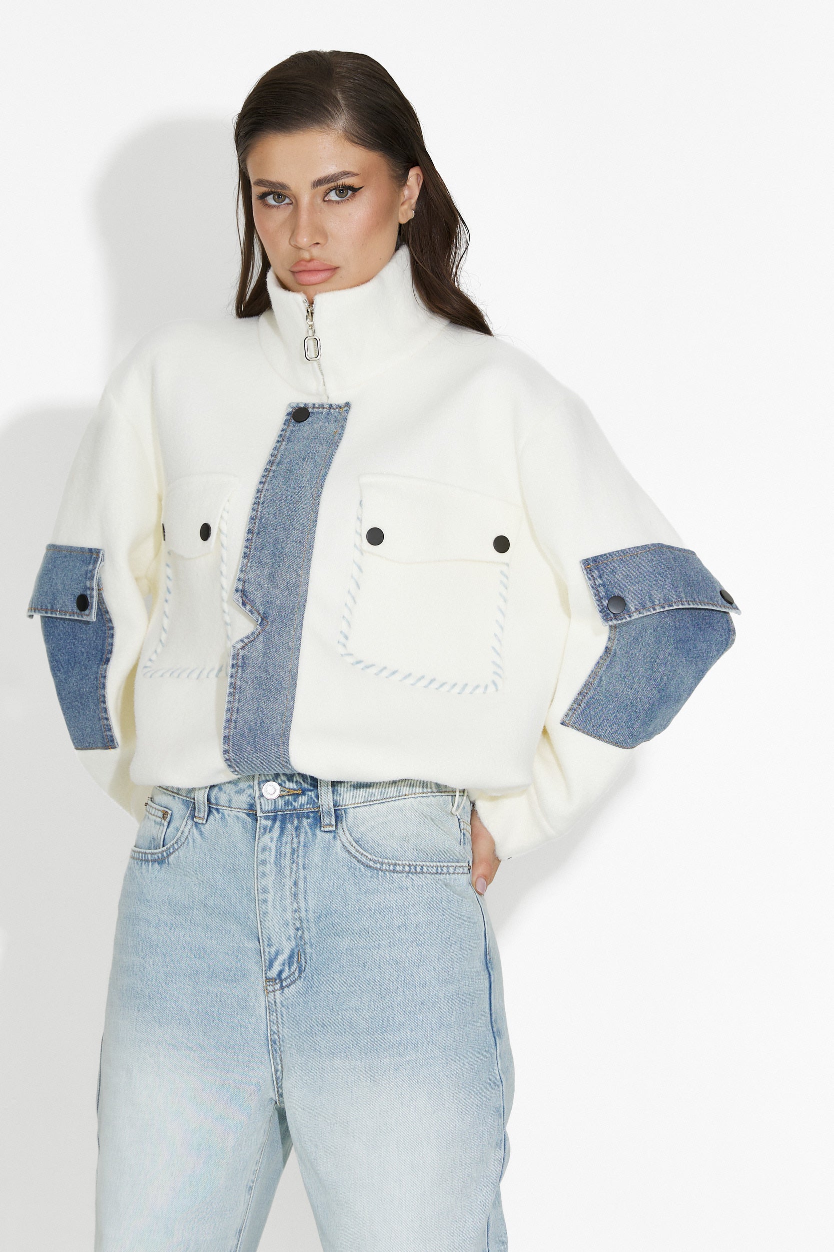 Γυναικείο casual λευκό μπουφάν Nedaria Bogas