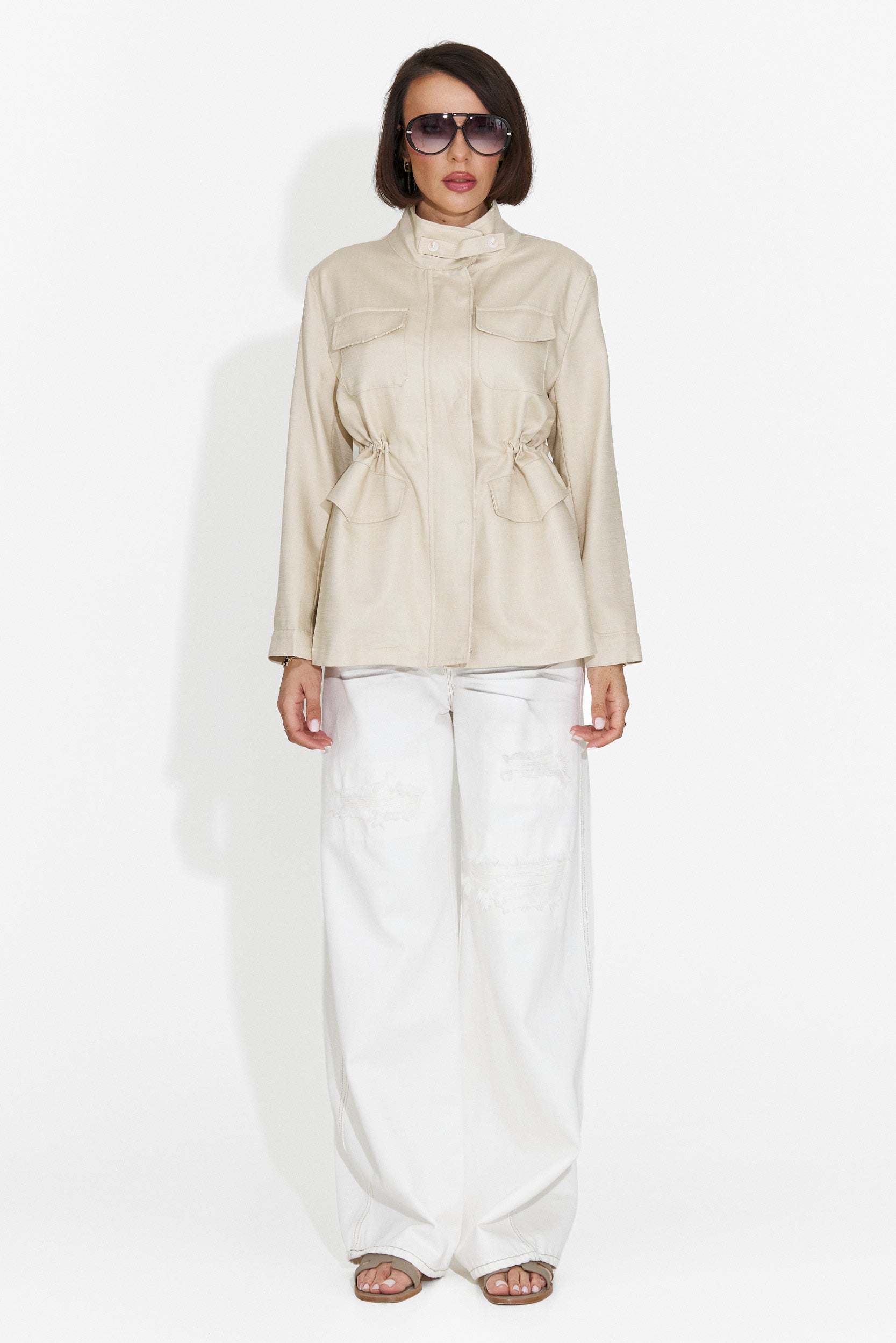 Fresia Bogas Lässige Creme Damenjacke