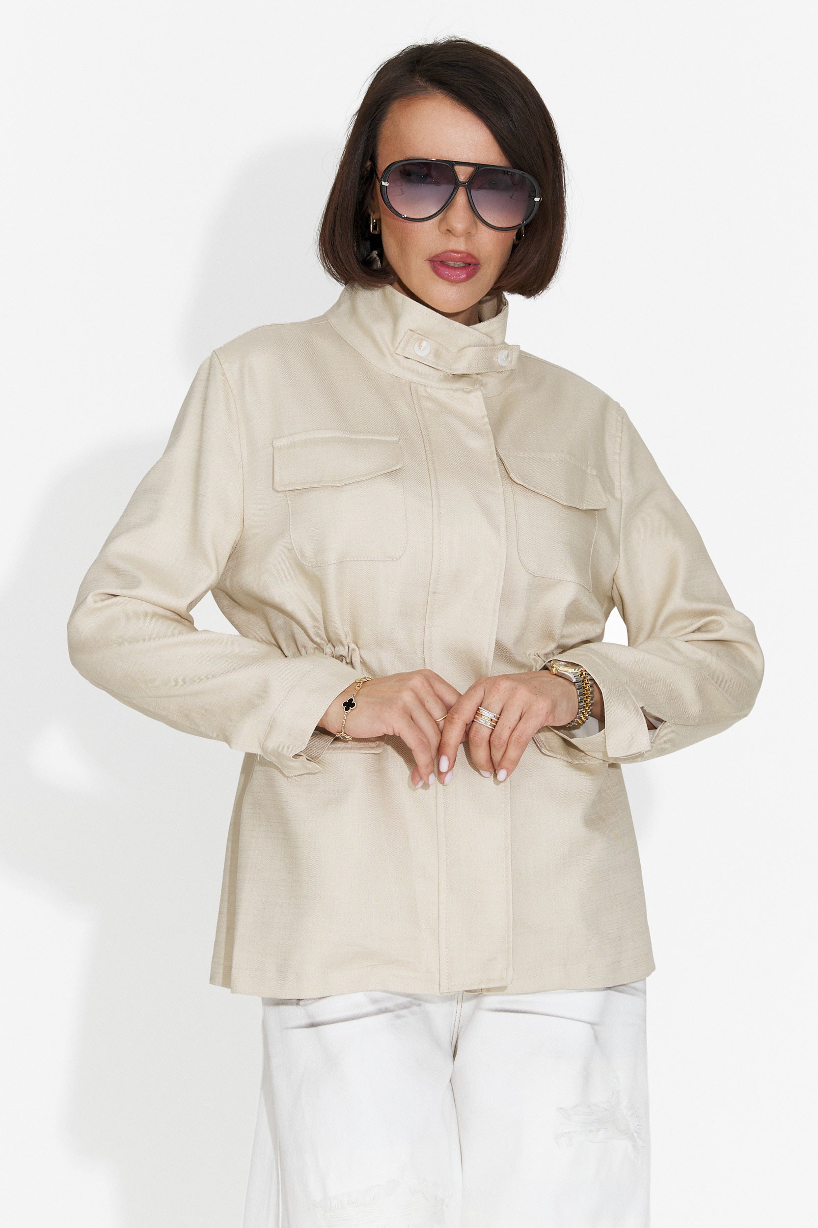 Fresia Bogas Lässige Creme Damenjacke