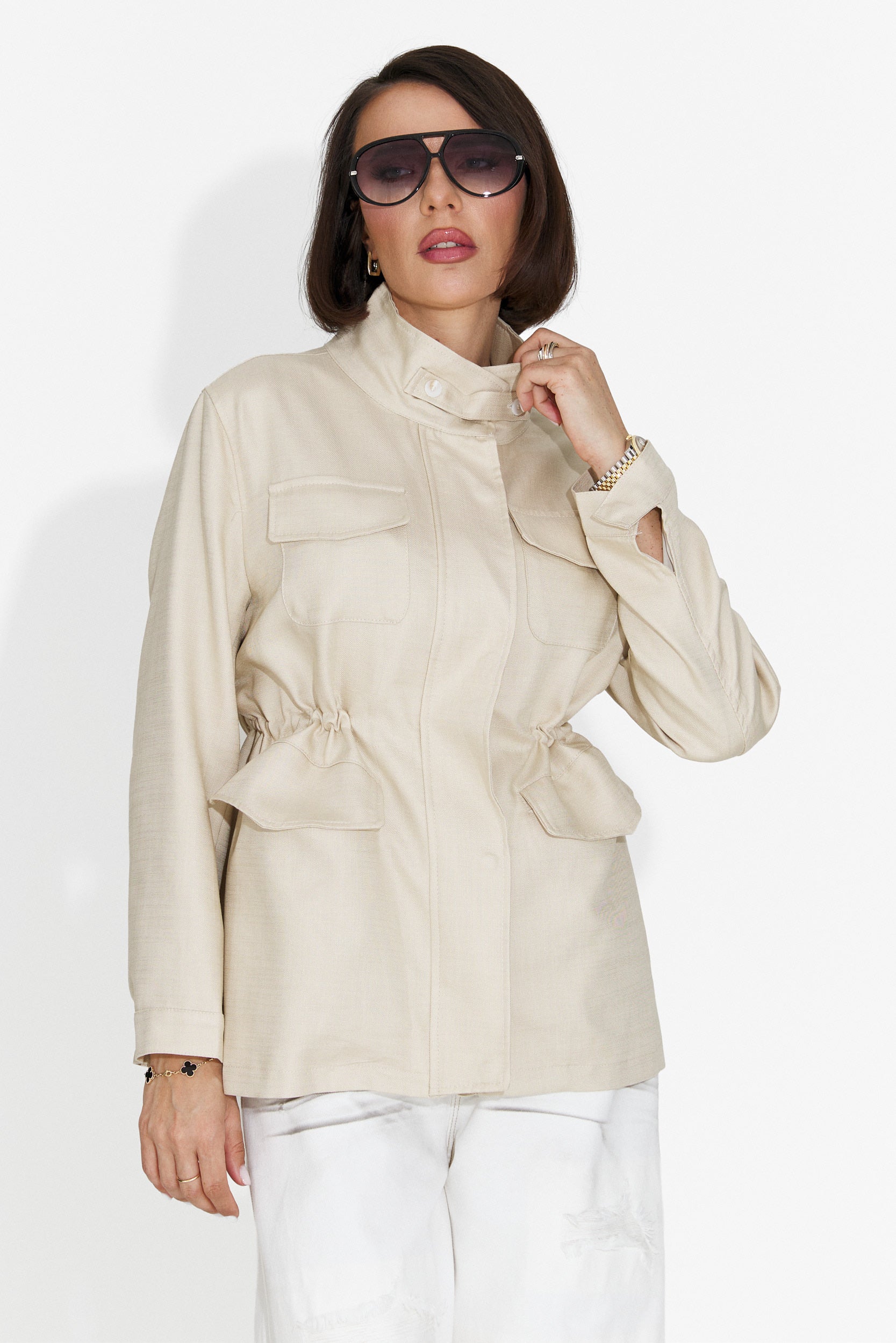Fresia Bogas Lässige Creme Damenjacke