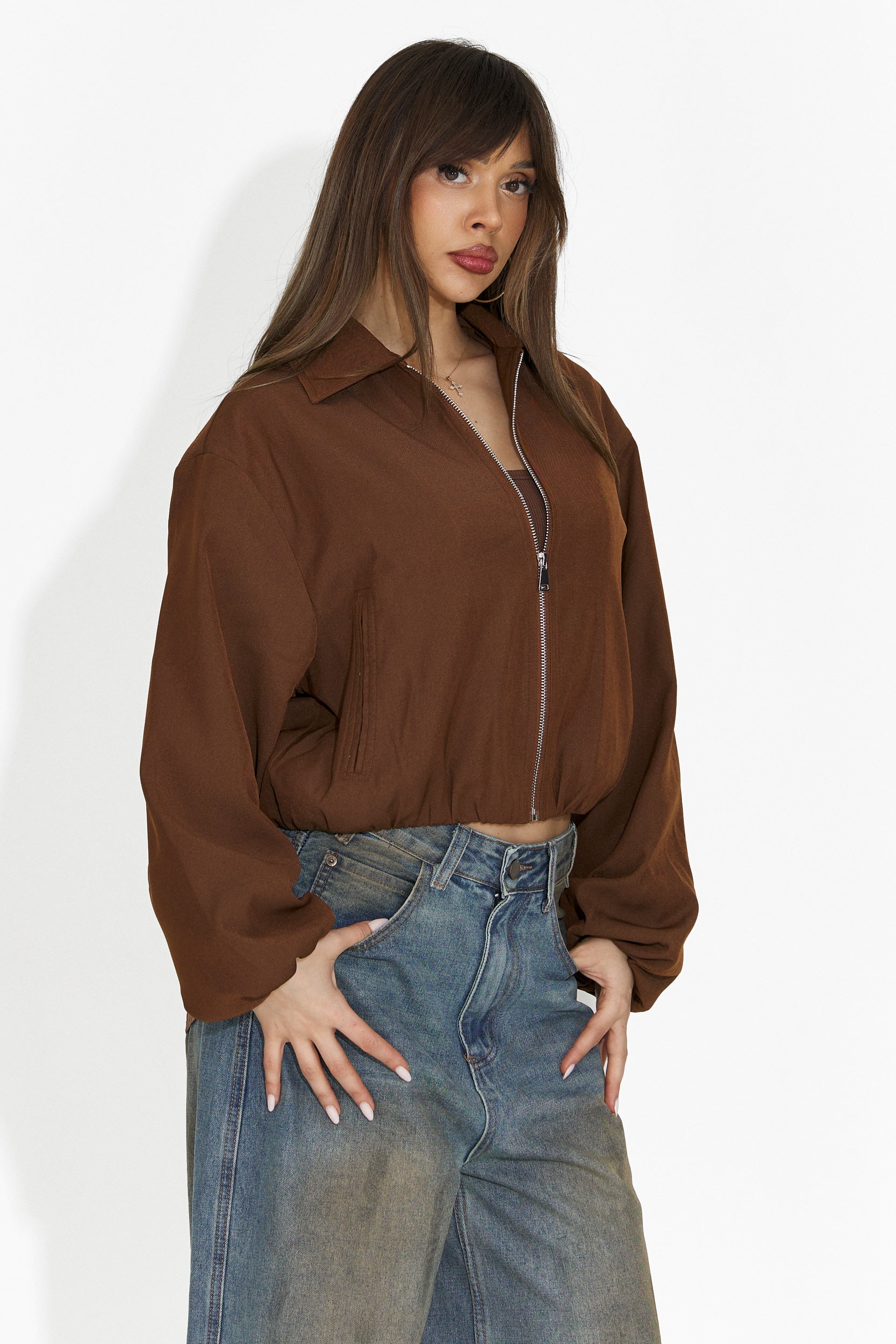 Chaqueta casual marrón para mujer Giona Bogas