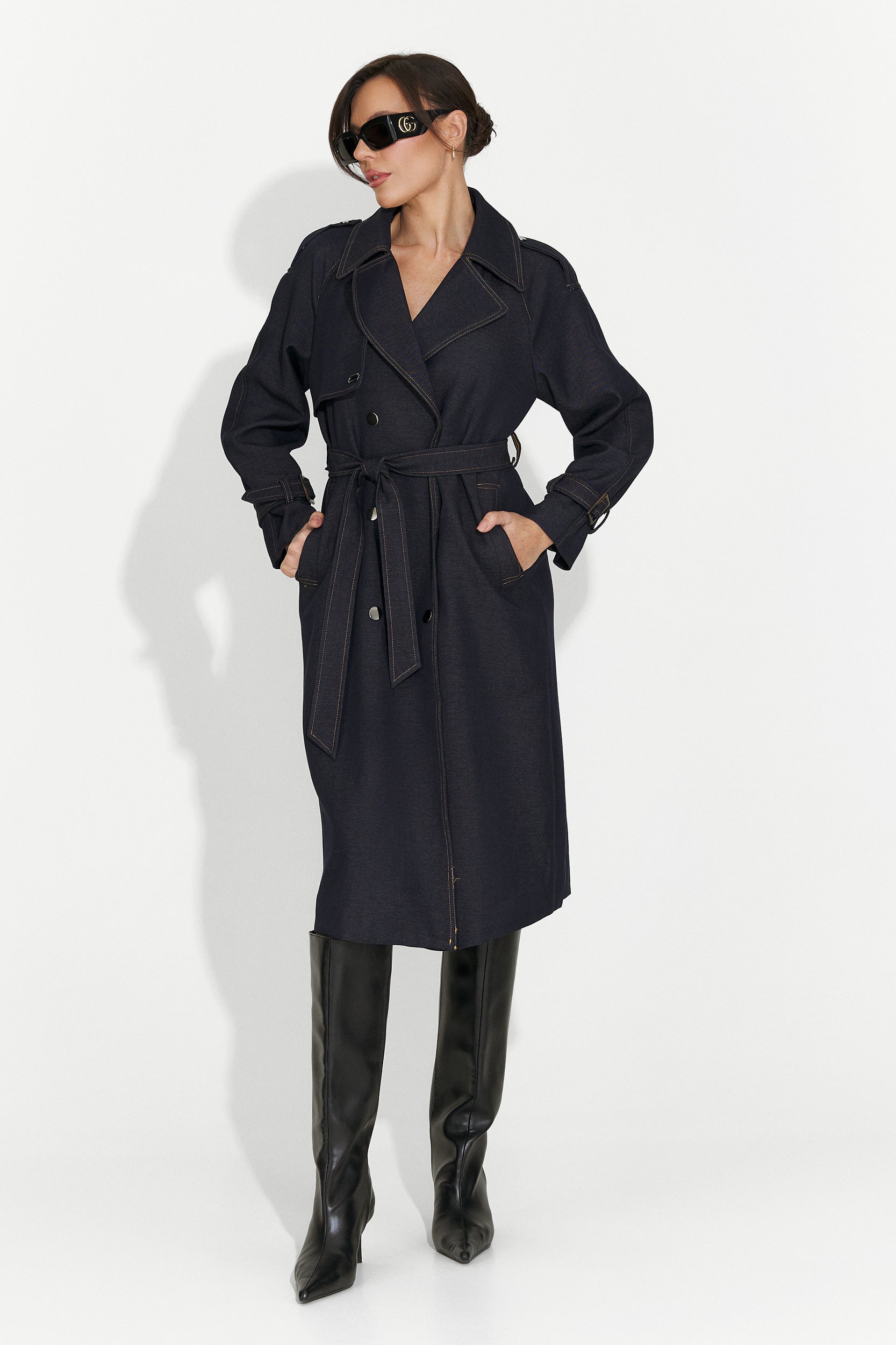 Cappotto donna elegante blu navy Nuvia Bogas