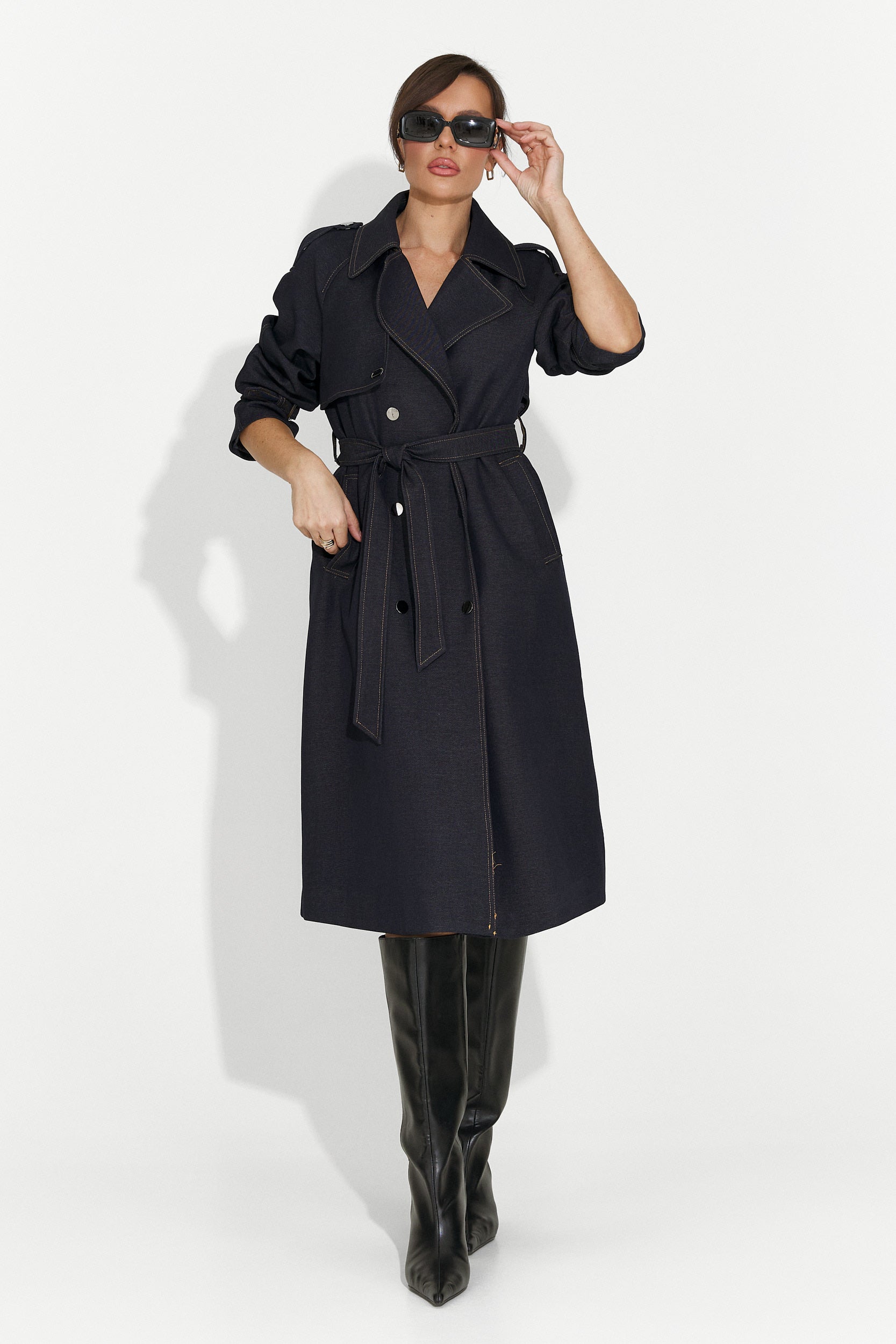 Cappotto donna elegante blu navy Nuvia Bogas