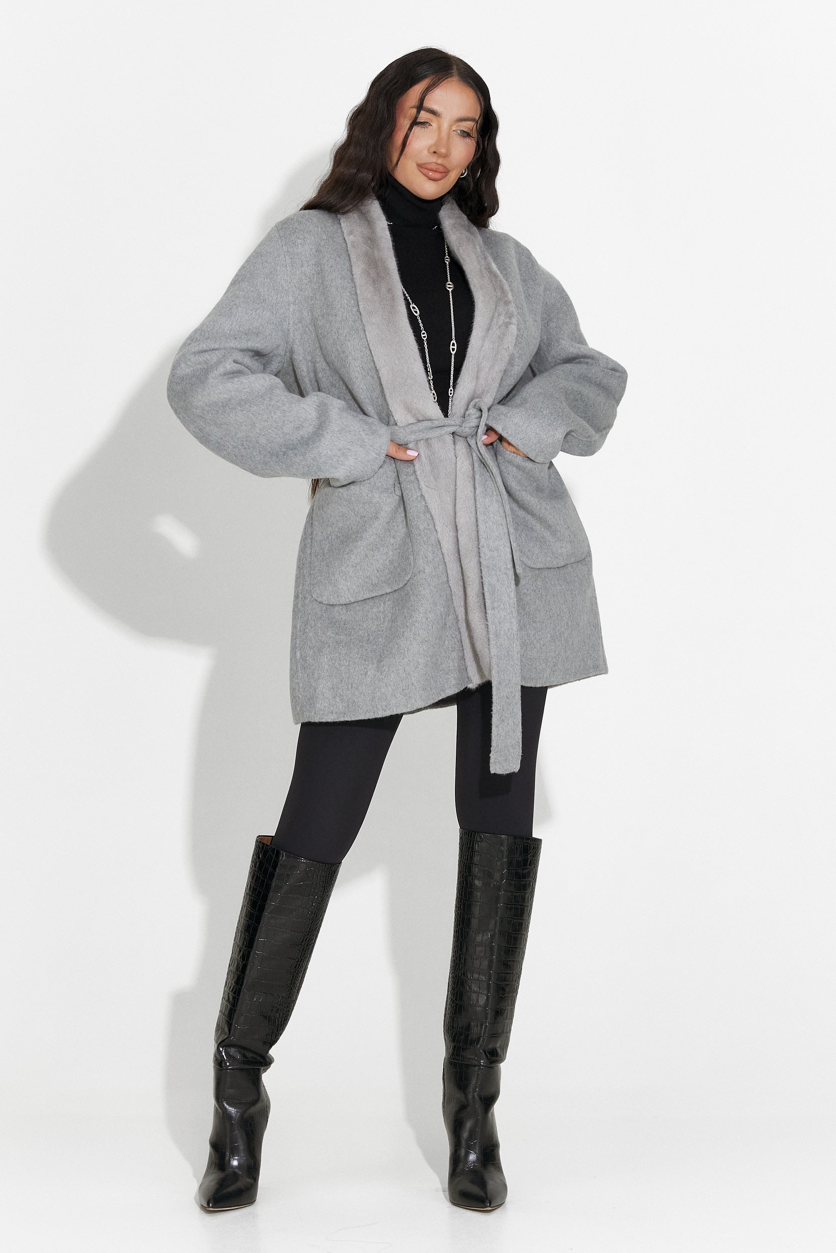 Élégant Manteau pour Dames Gelira Bogas Gris