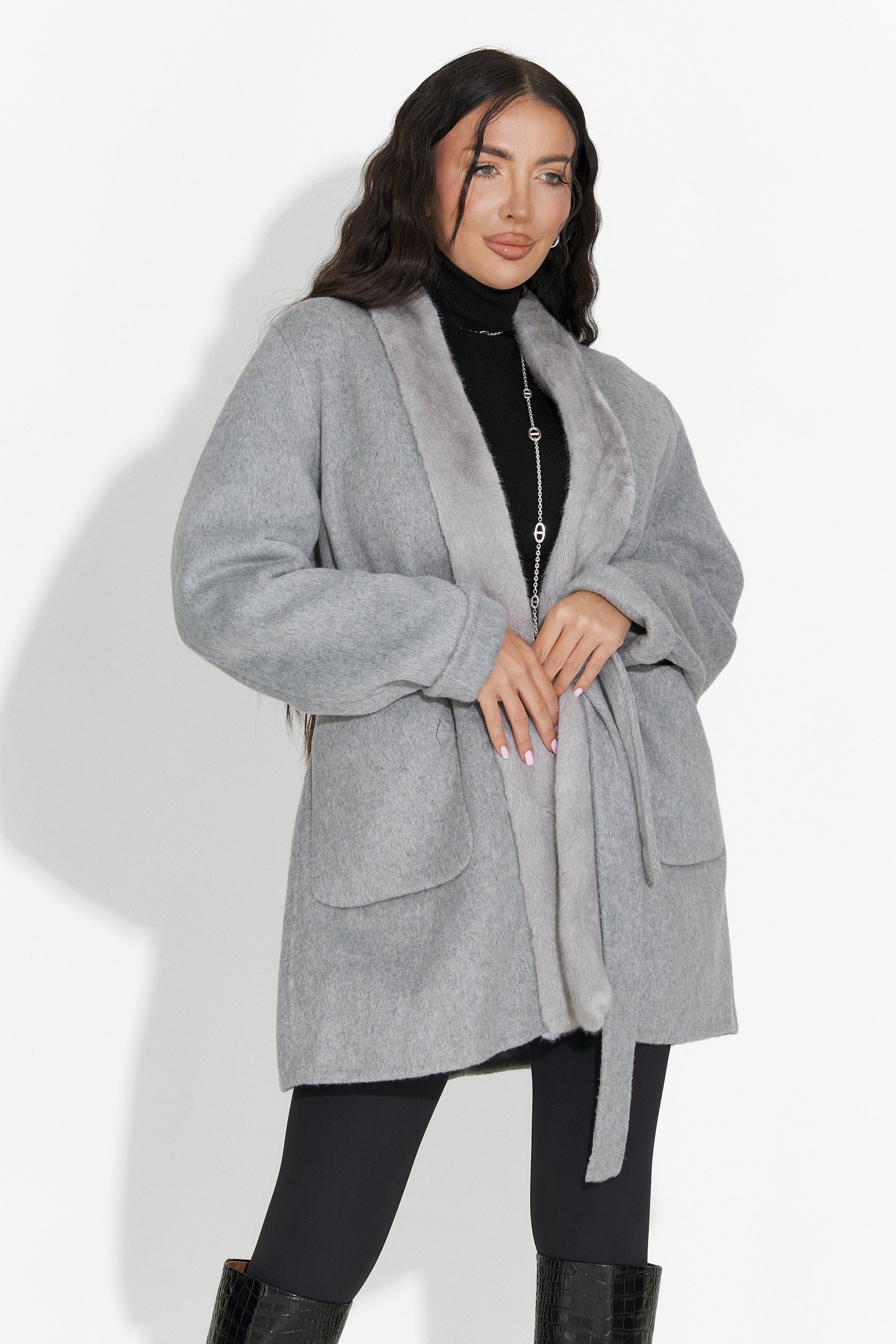 Élégant Manteau pour Dames Gelira Bogas Gris
