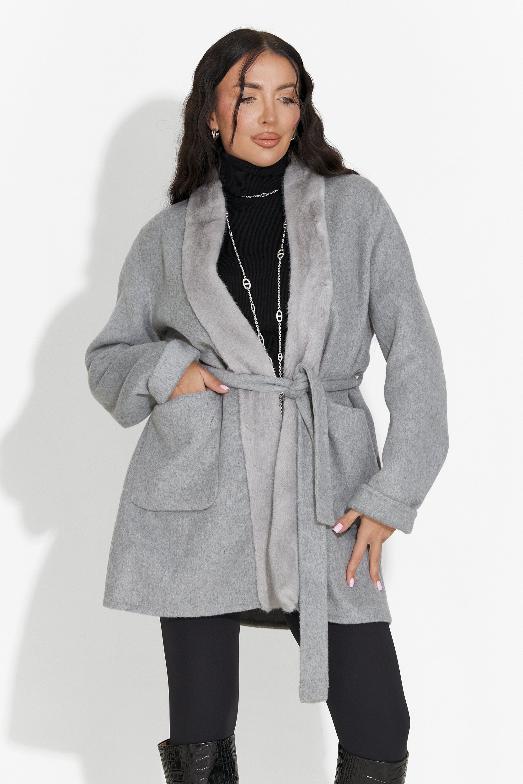 Élégant Manteau pour Dames Gelira Bogas Gris