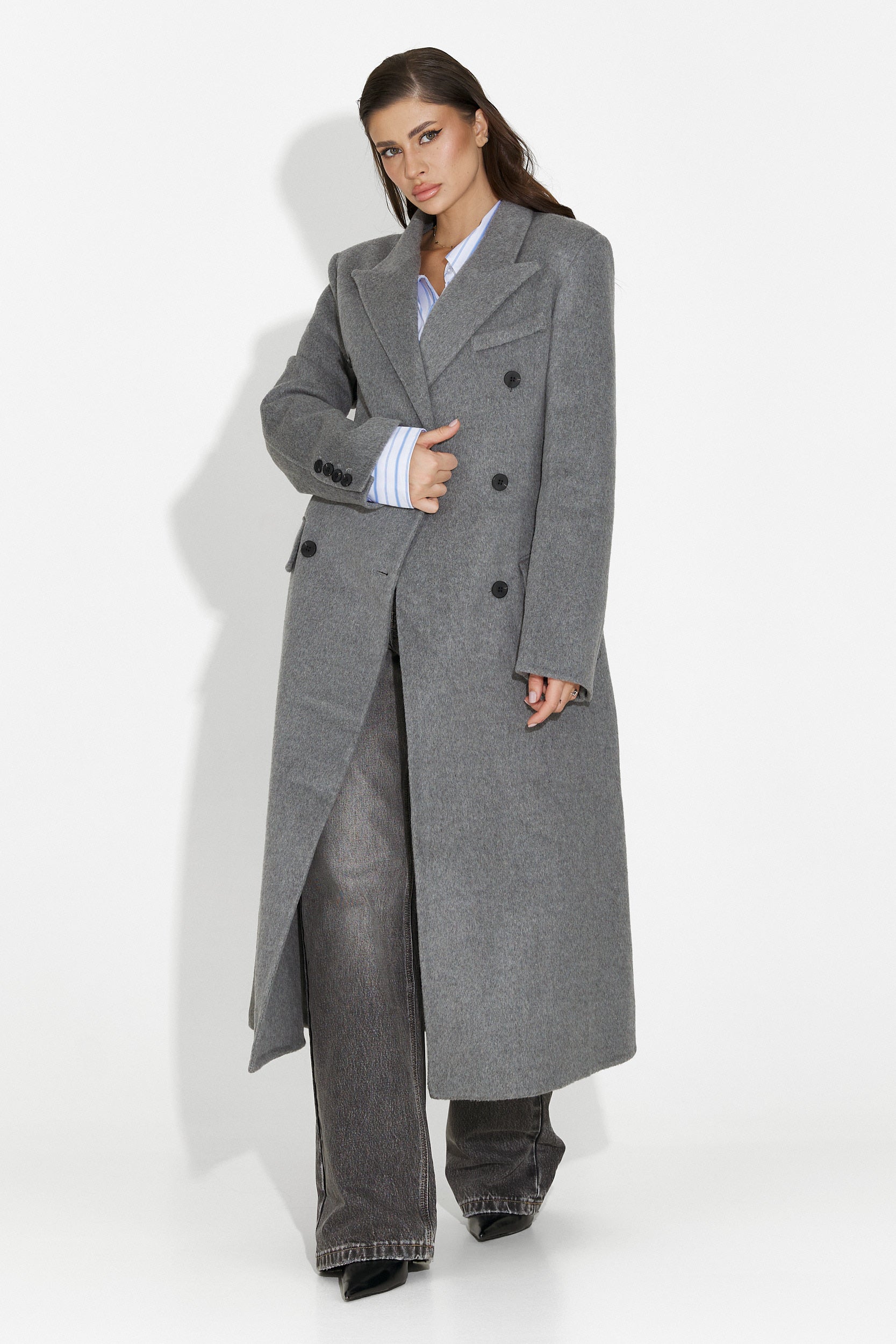 Elegant Grey Savira Bogas Ladies Coat